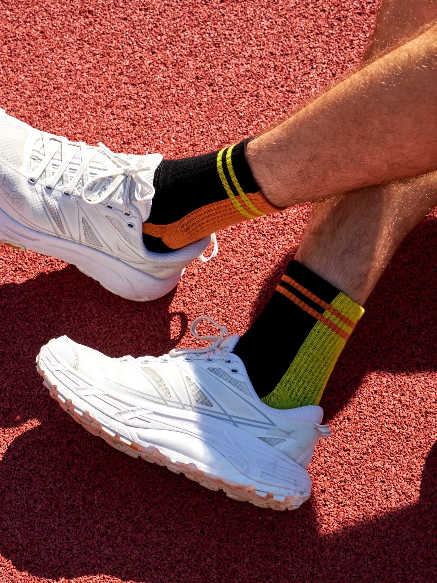 Lustige funktionelle Crewsocken Streifen in Limette und Orange - Image 5