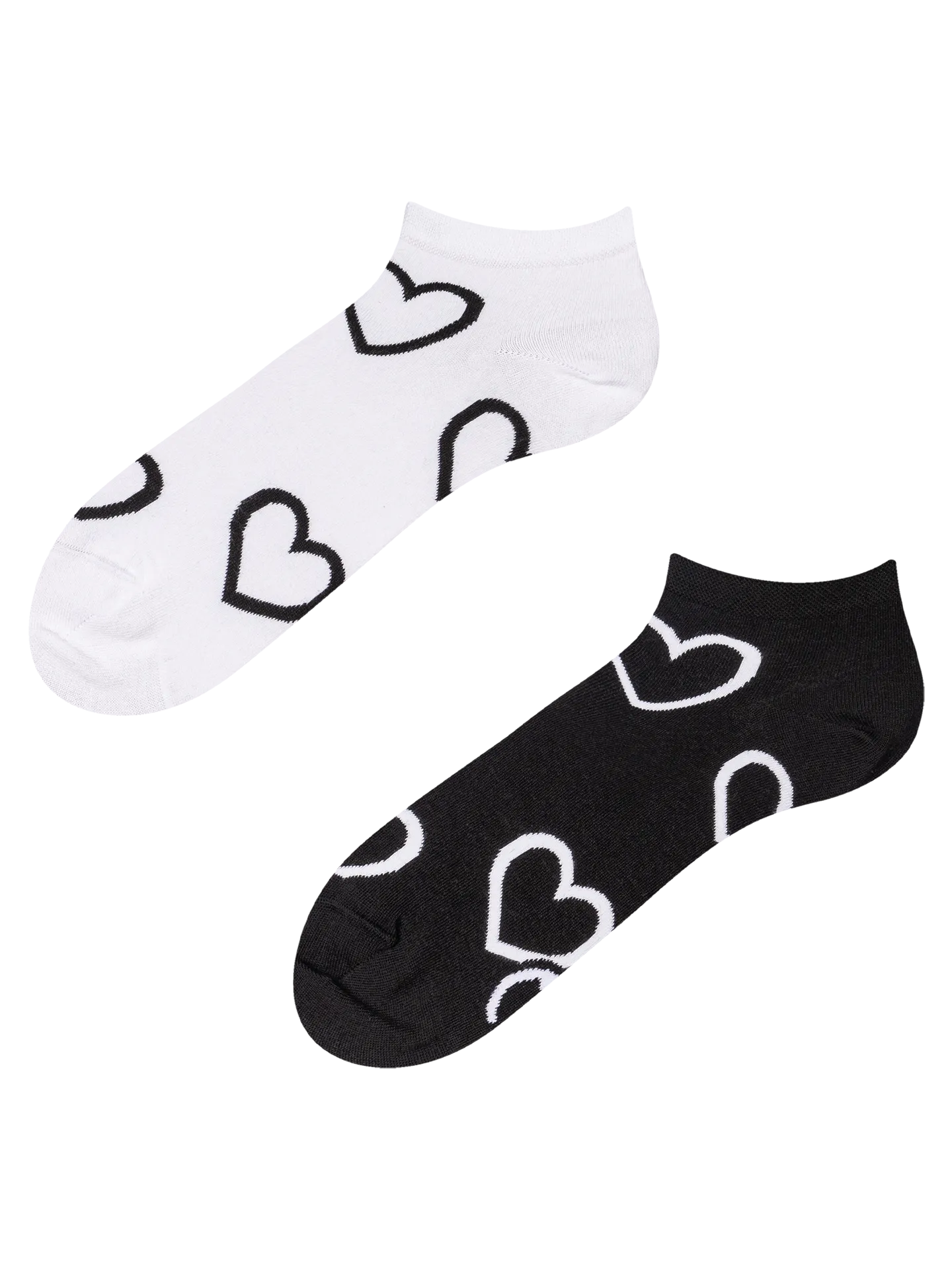 Lustige Knöchelsocken Schwarze und weiße Herzen