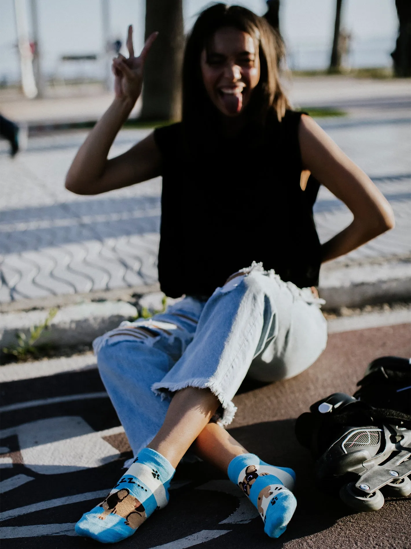 Lustige Knöchelsocken Hunde und Streifen - Image 4
