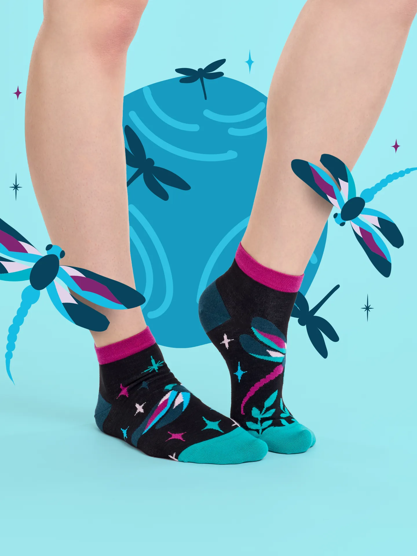 Lustige Knöchelsocken Libellen in der Nacht - Image 5