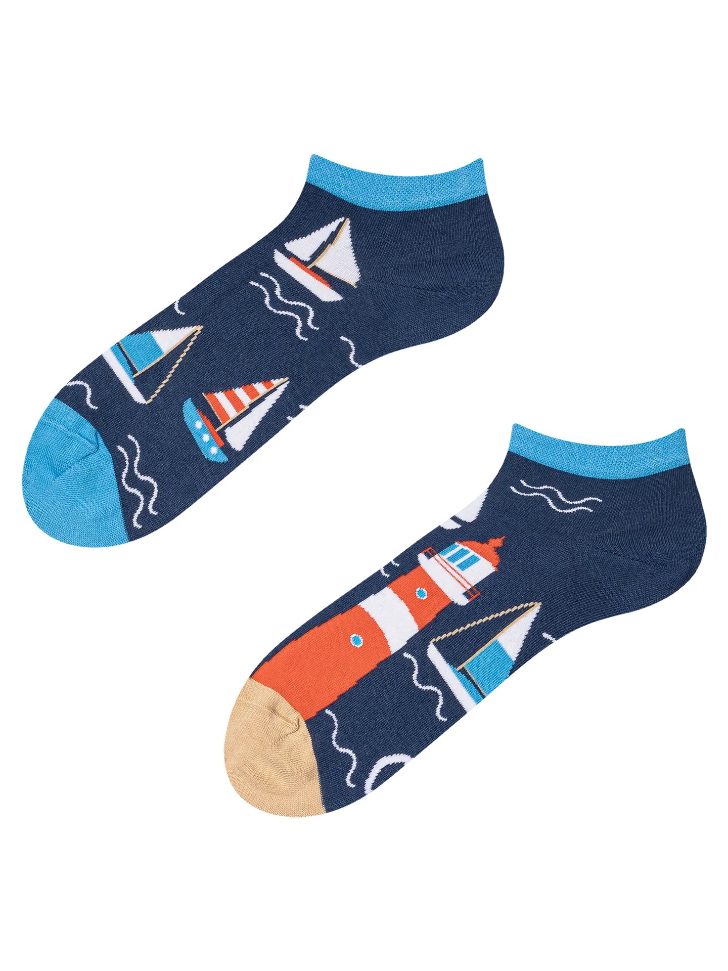 Lustige Knöchelsocken Leuchtturm und Segelboote