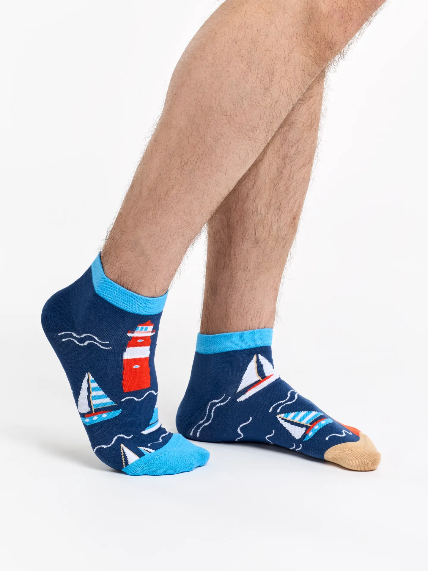 Lustige Knöchelsocken Leuchtturm und Segelboote - Image 2