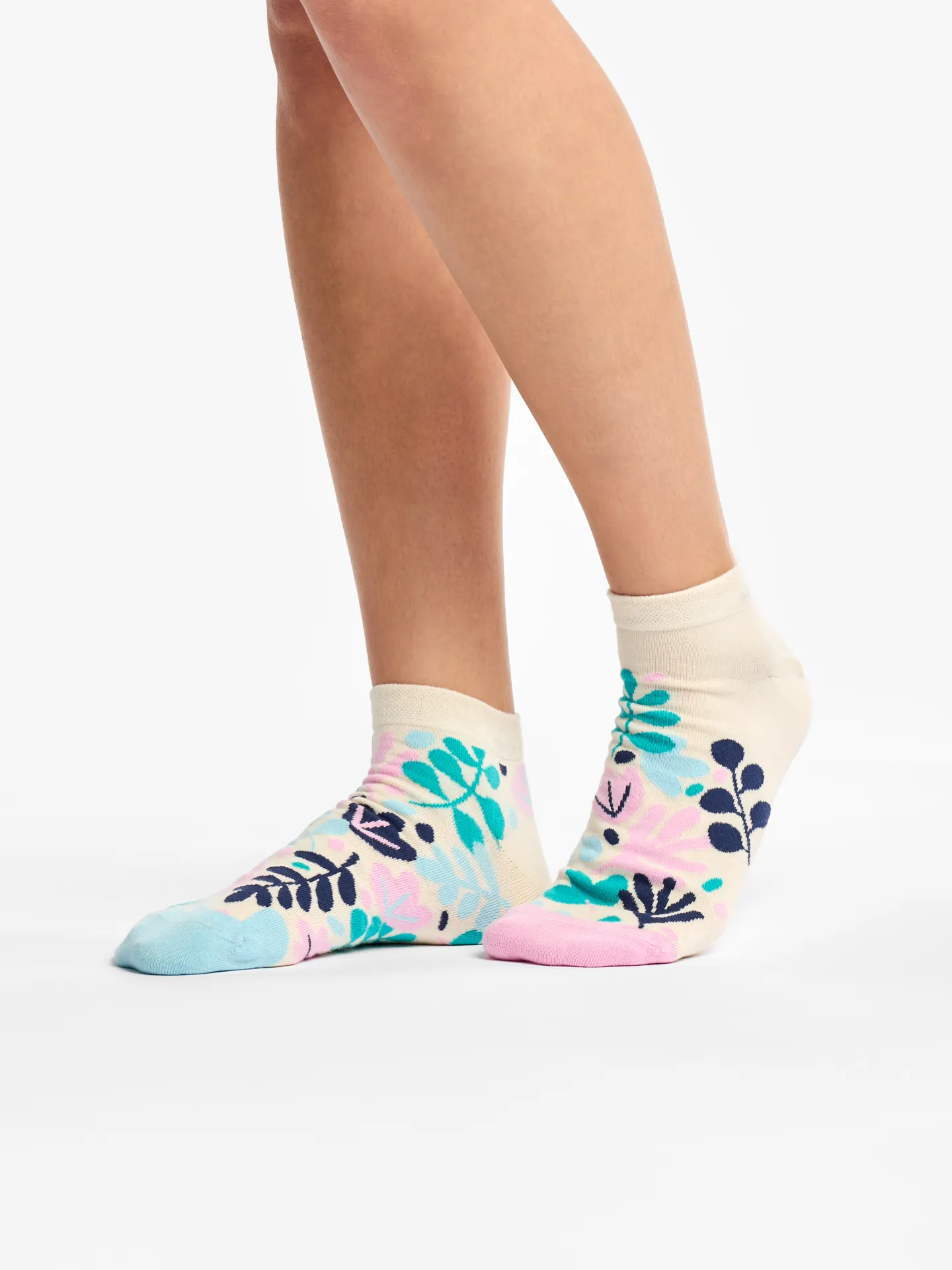 Lustige Knöchelsocken Türkisfarbene Blätter - Image 2