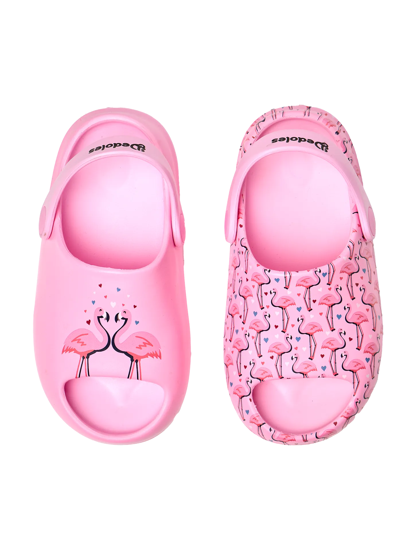 Lustige chunky Baby-Clog-Sandalen Flamingos und Herzen