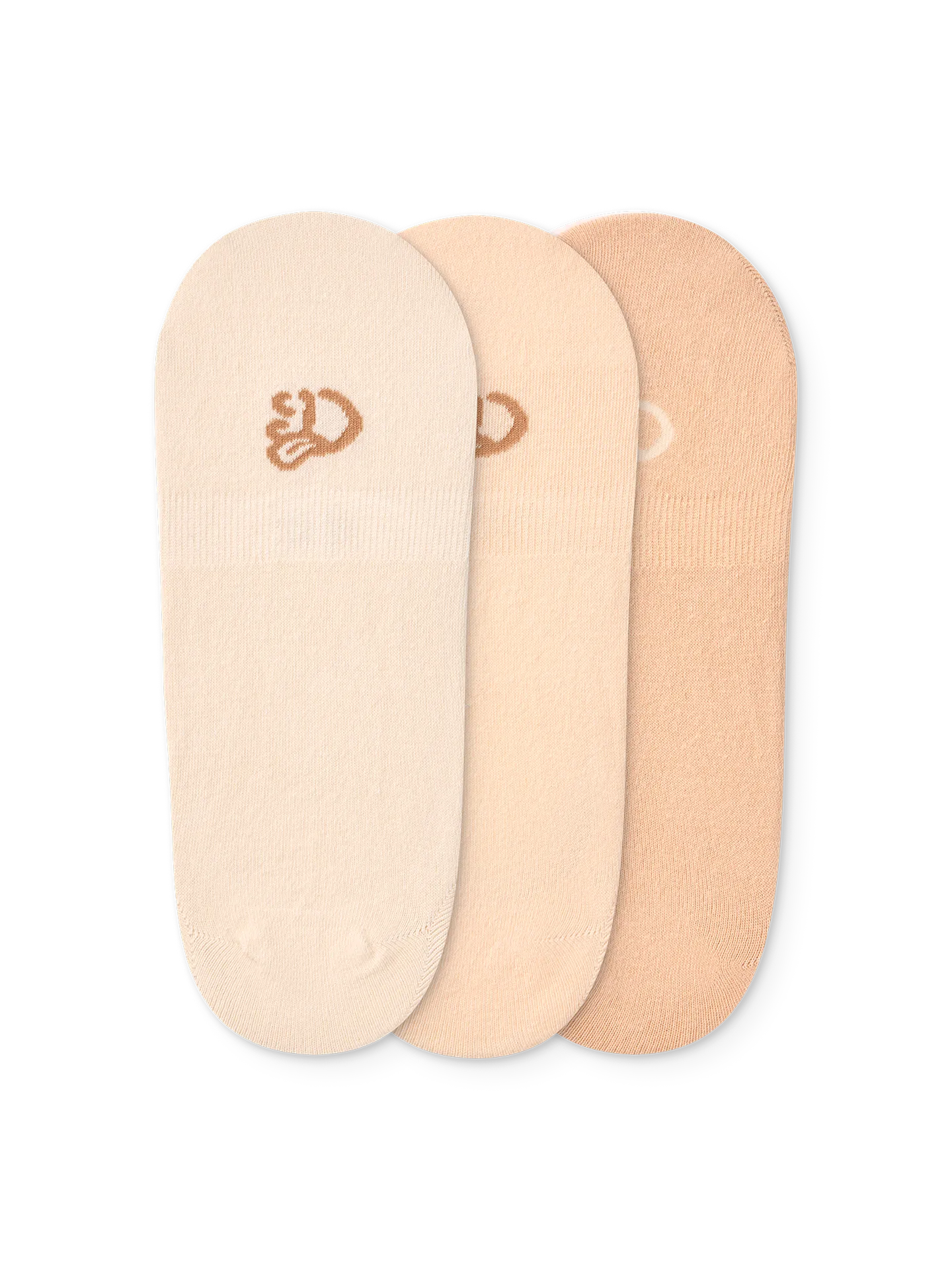 3er-Pack No-Show-Socken aus Baumwolle Beige Klassisch - Image 2