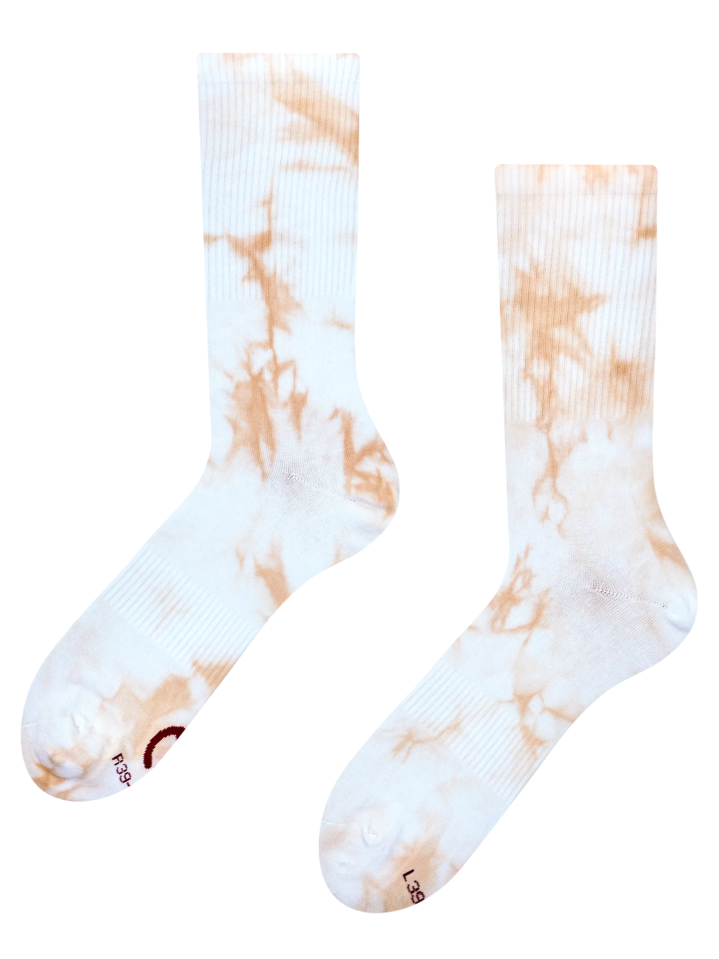 Beige gerippte Socken mit Tie-Dye-Effekt