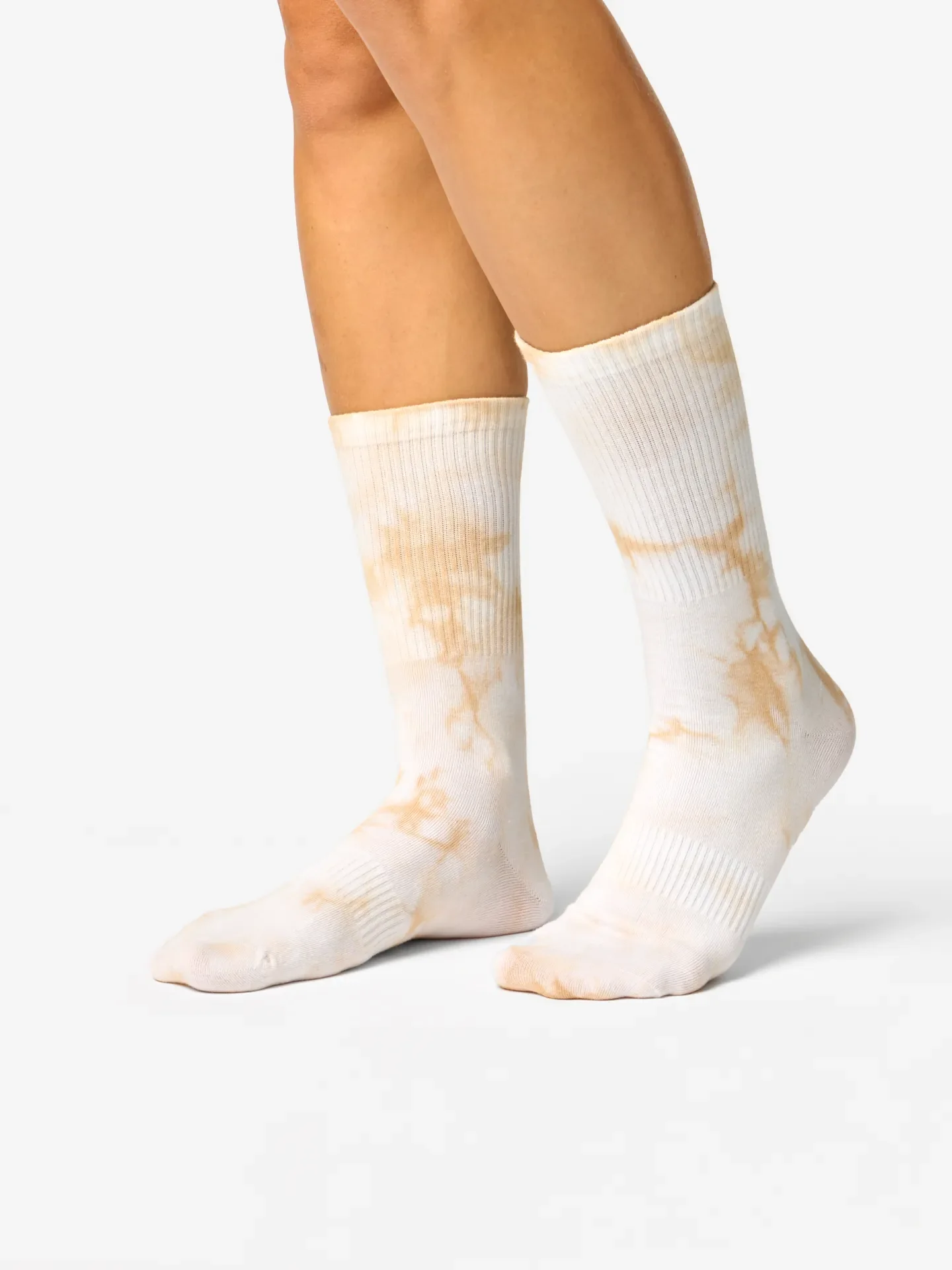 Beige gerippte Socken mit Tie-Dye-Effekt - Image 3