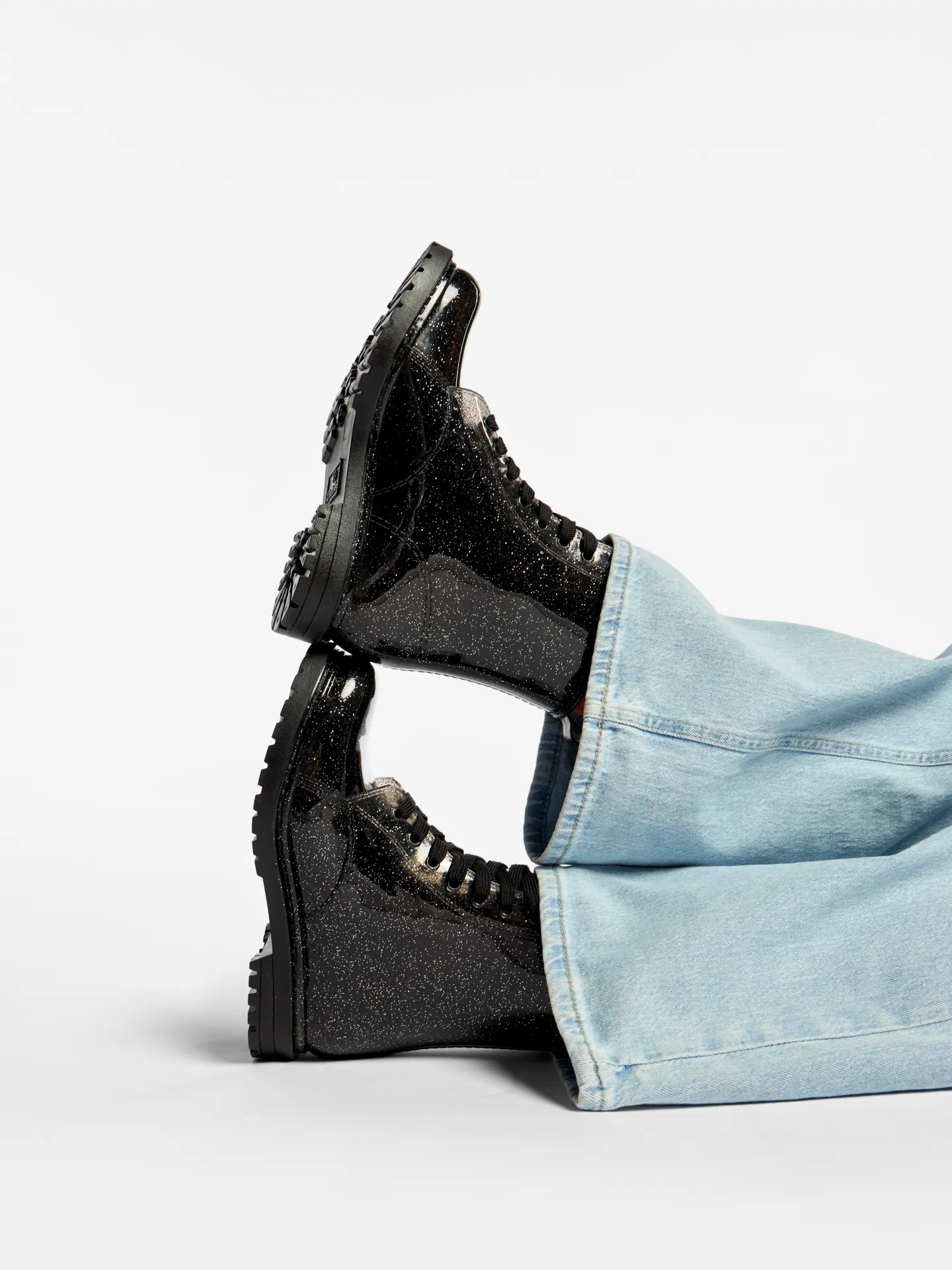 Schwarze Glitzer Regenstiefel für Frauen - Image 5