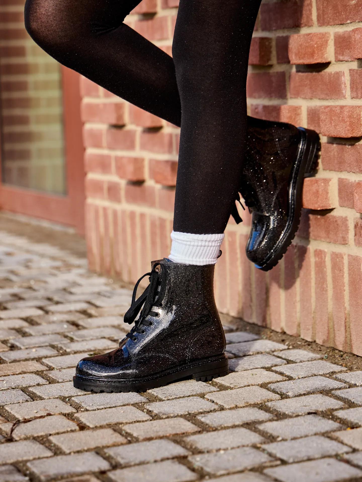 Schwarze Glitzer Regenstiefel für Frauen - Image 6