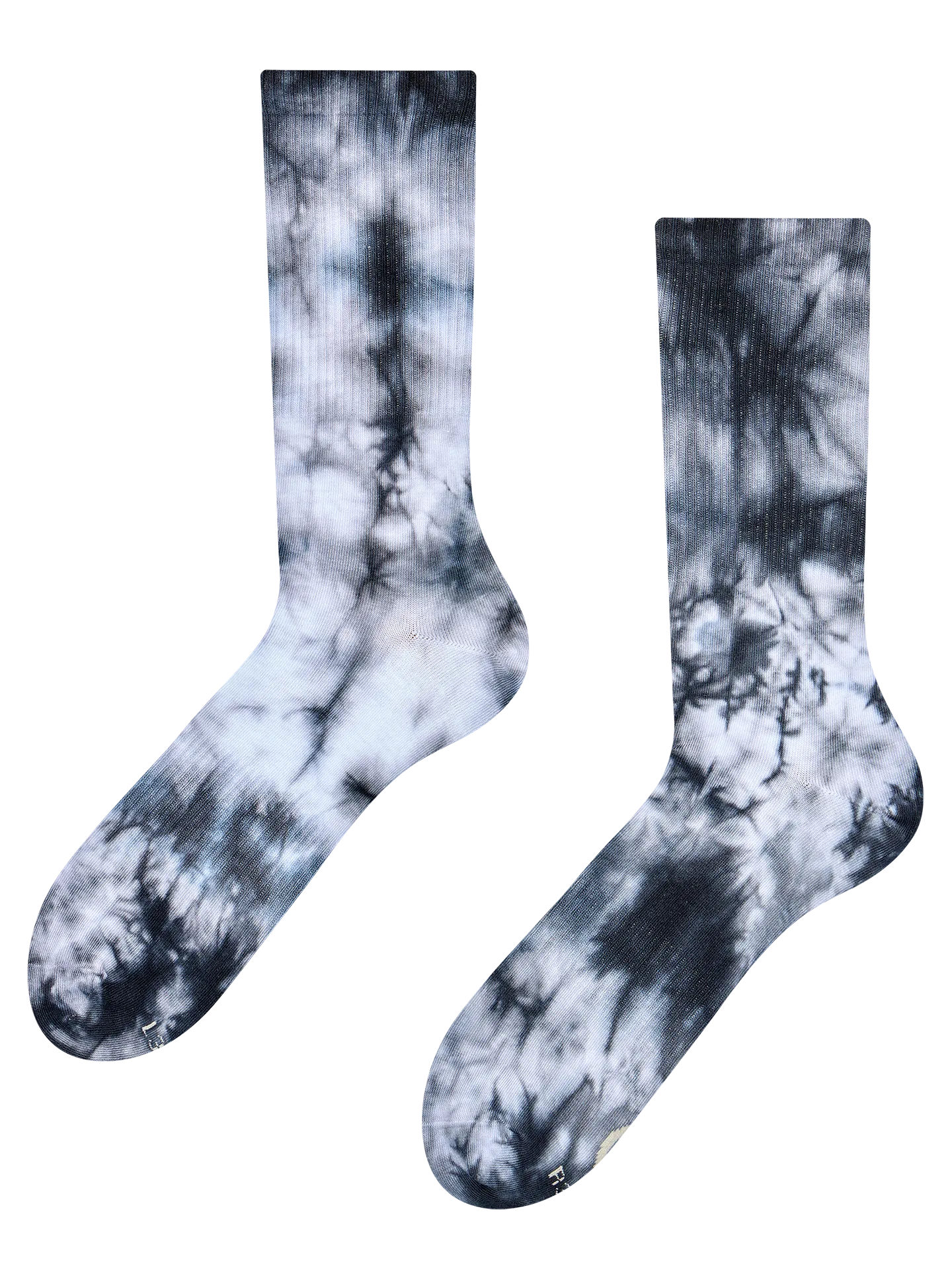 Schwarze gerippte Socken mit Tie-Dye-Effekt