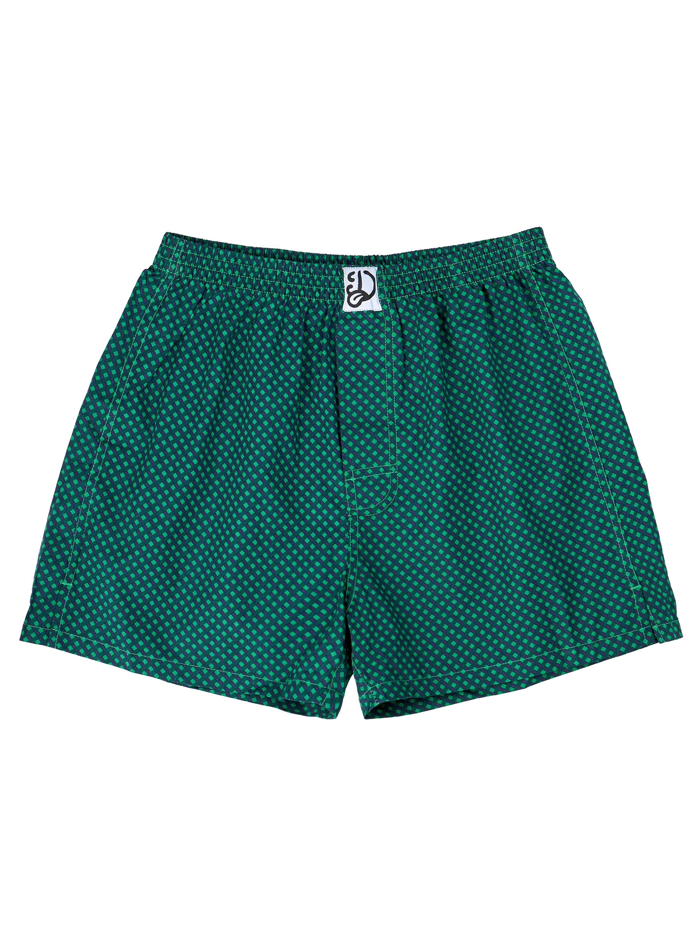Blau und grün gemusterte Shorts für Männer