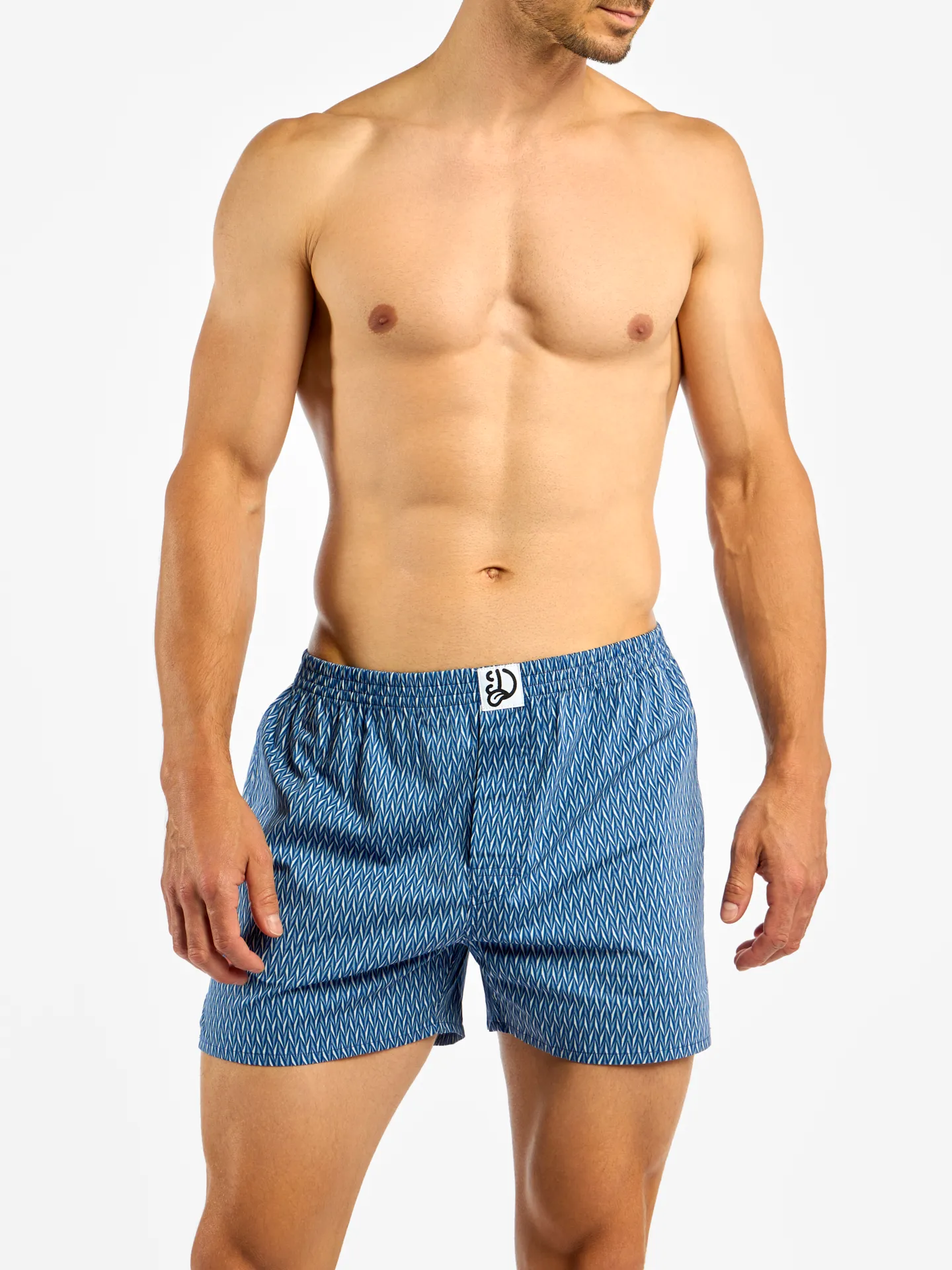 Blau-grau gemusterte Shorts für Männer - Image 3