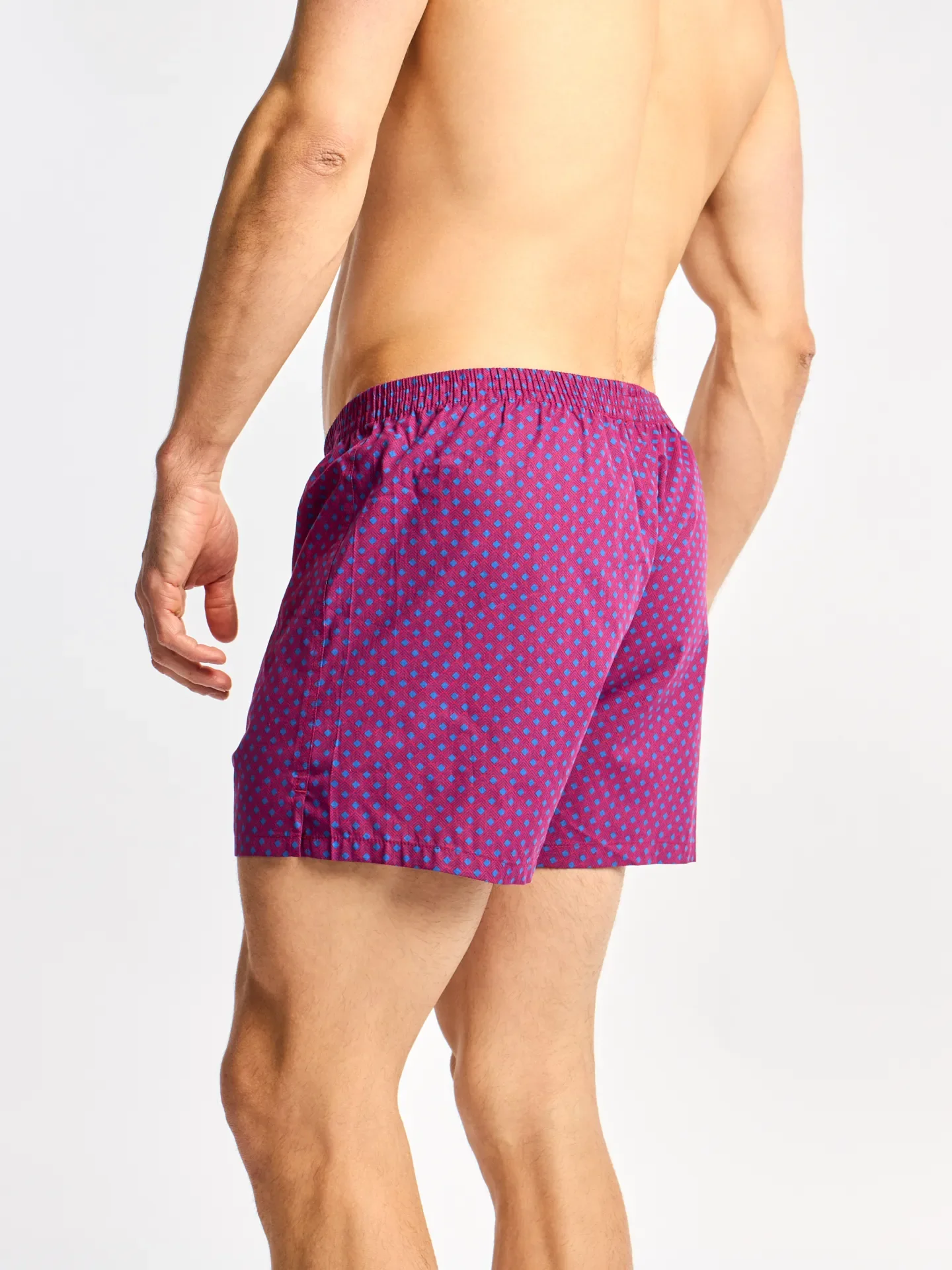 Blau und Magent gemusterte Shorts für Männer - Image 3