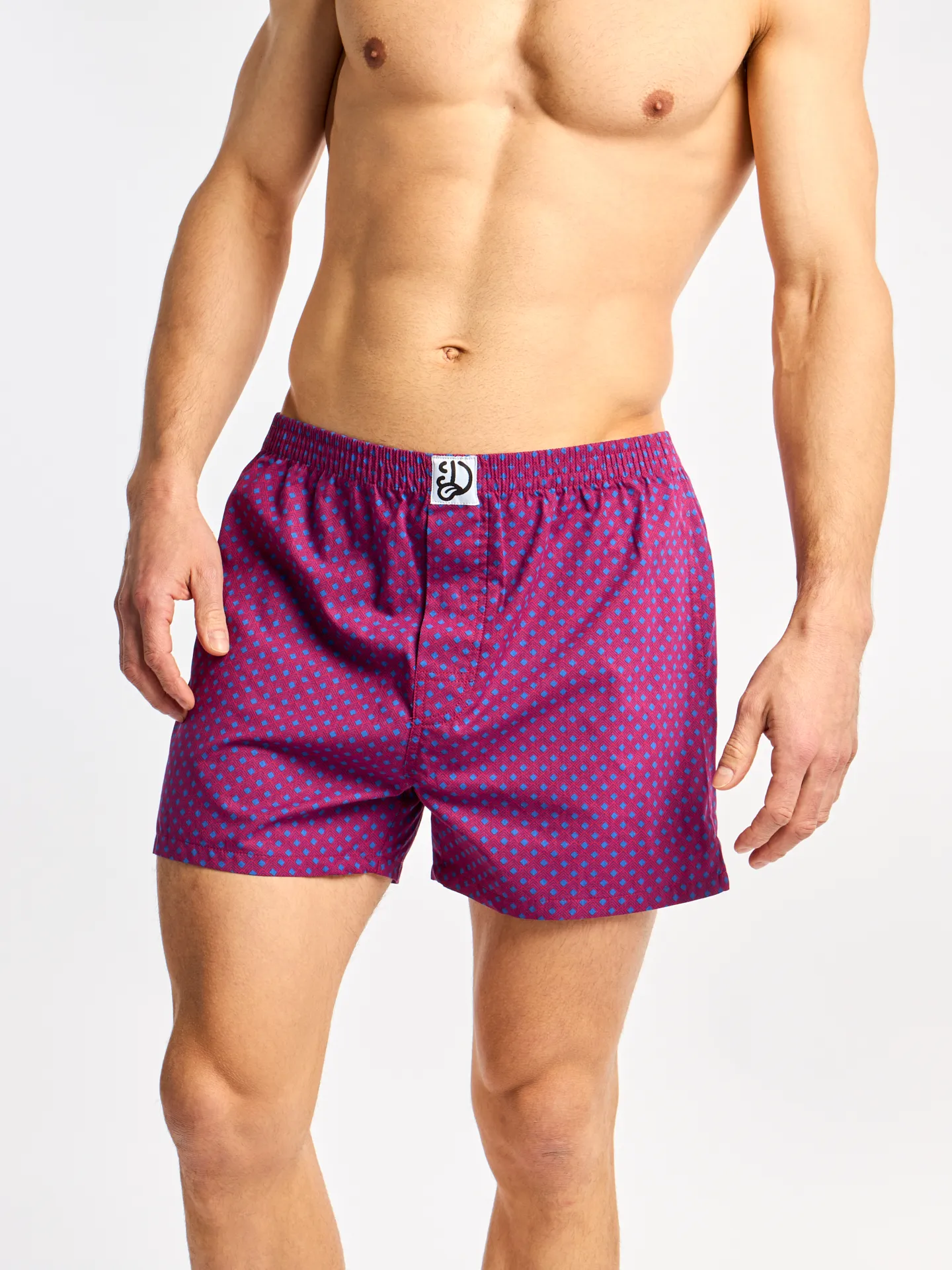 Blau und Magent gemusterte Shorts für Männer - Image 4