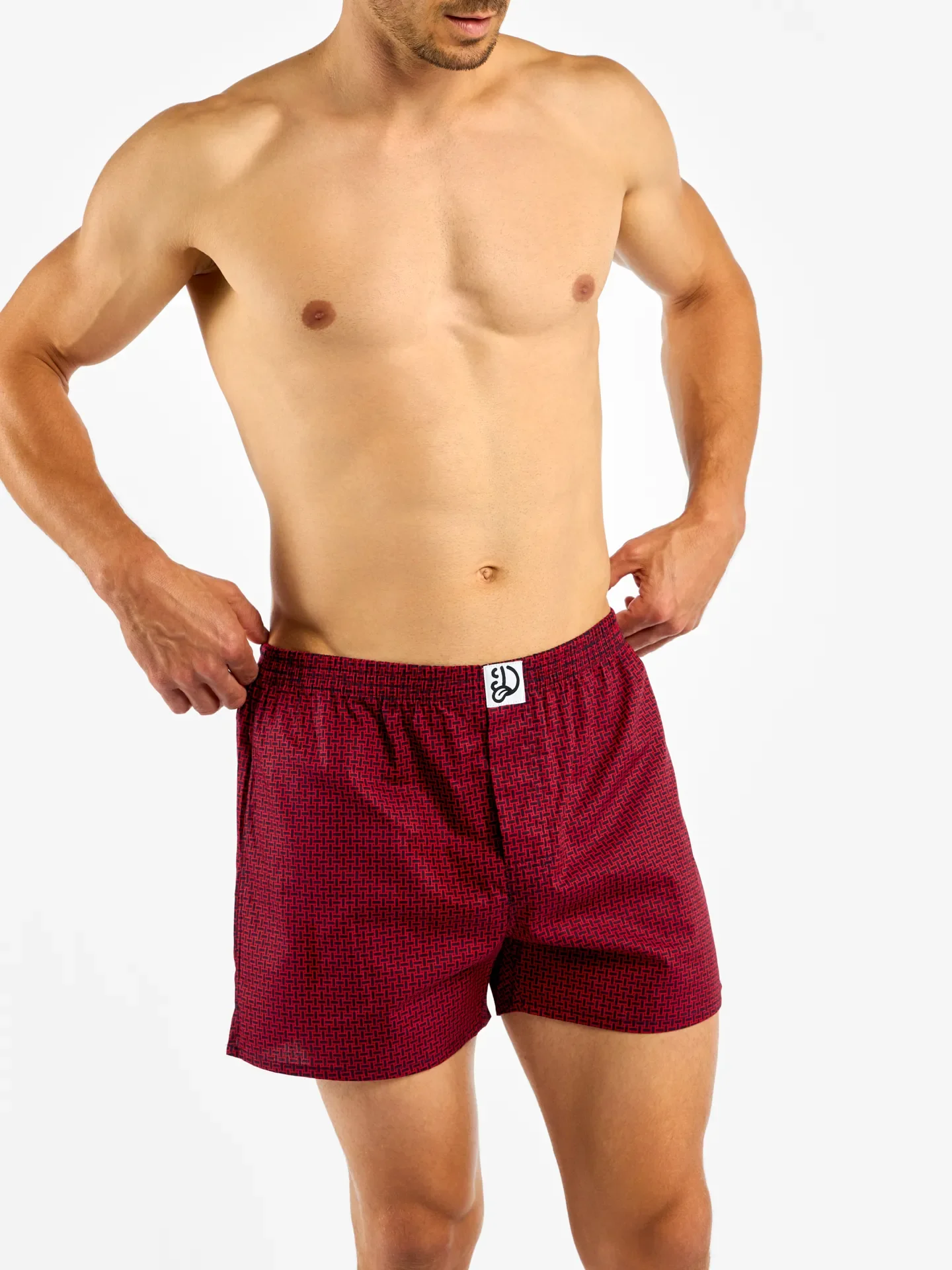 Blau-rot gemusterte Shorts für Männer - Image 5