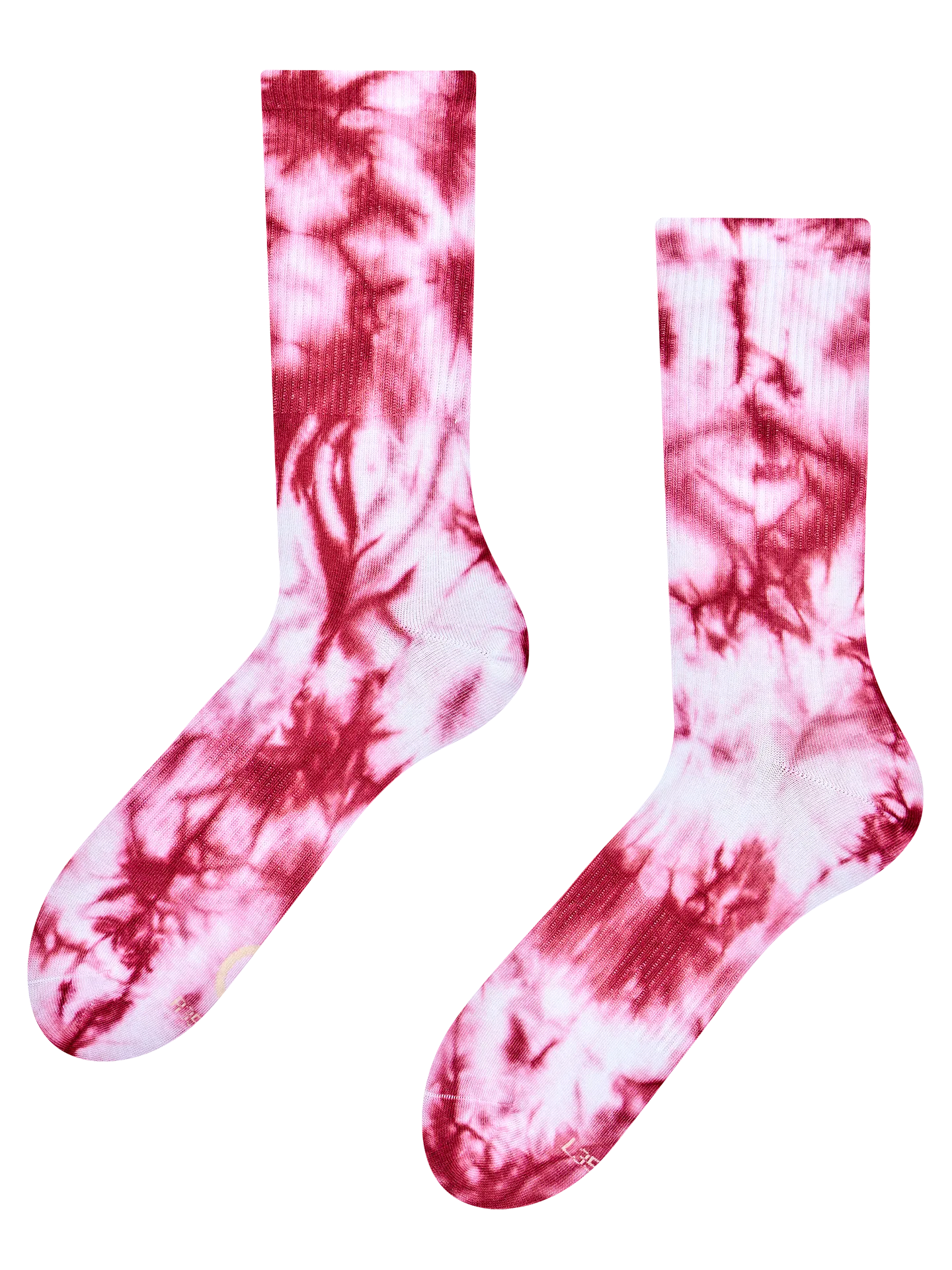 Burgunderrote gerippte Socken mit Tie-Dye-Effekt