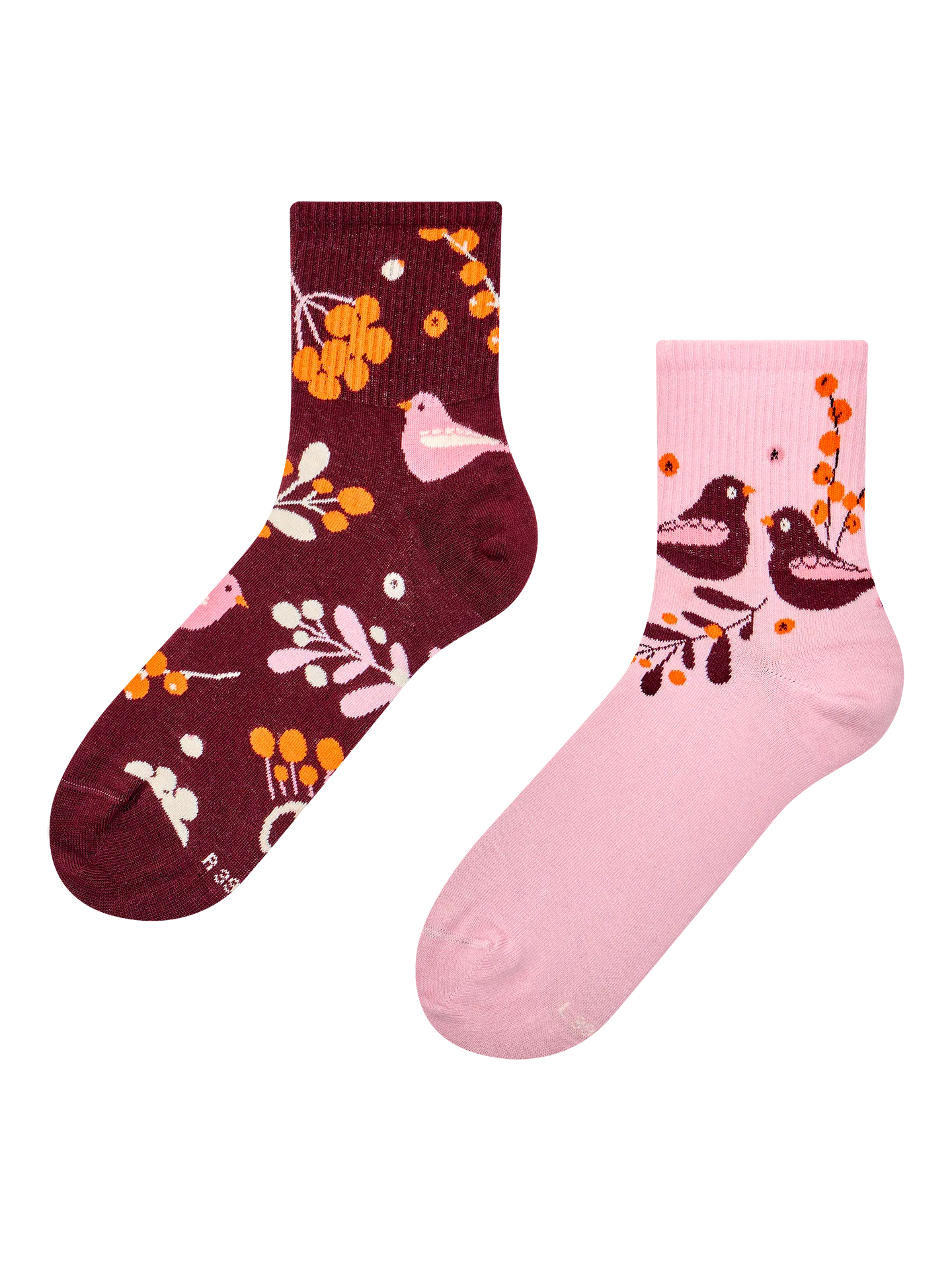 Lustige Crewsocken Vögel und Beeren