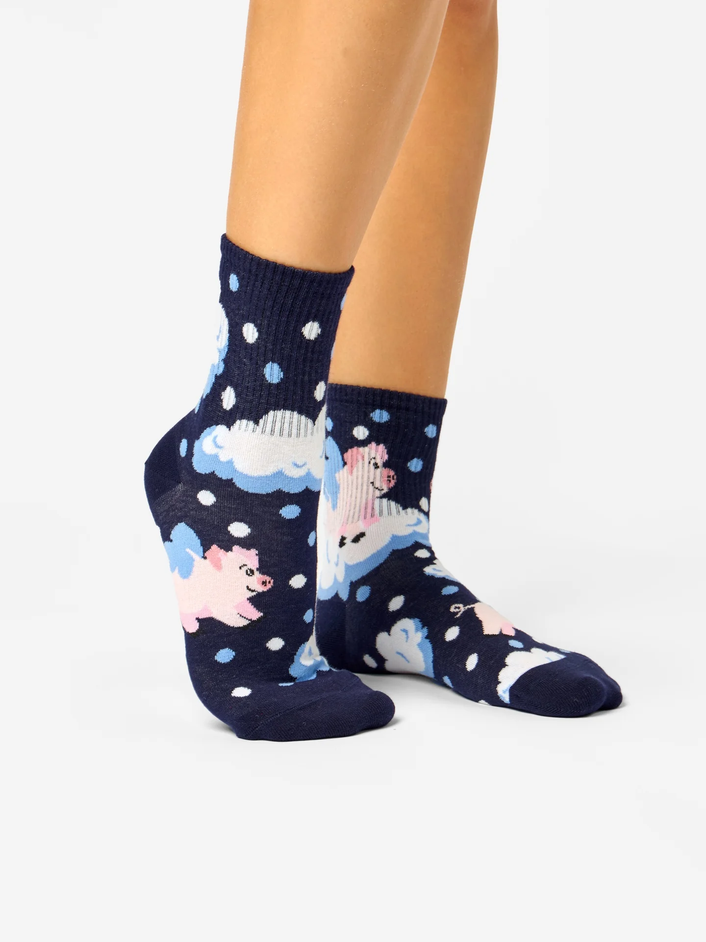 Lustige Crewsocken Schweine in den Wolken - Image 2