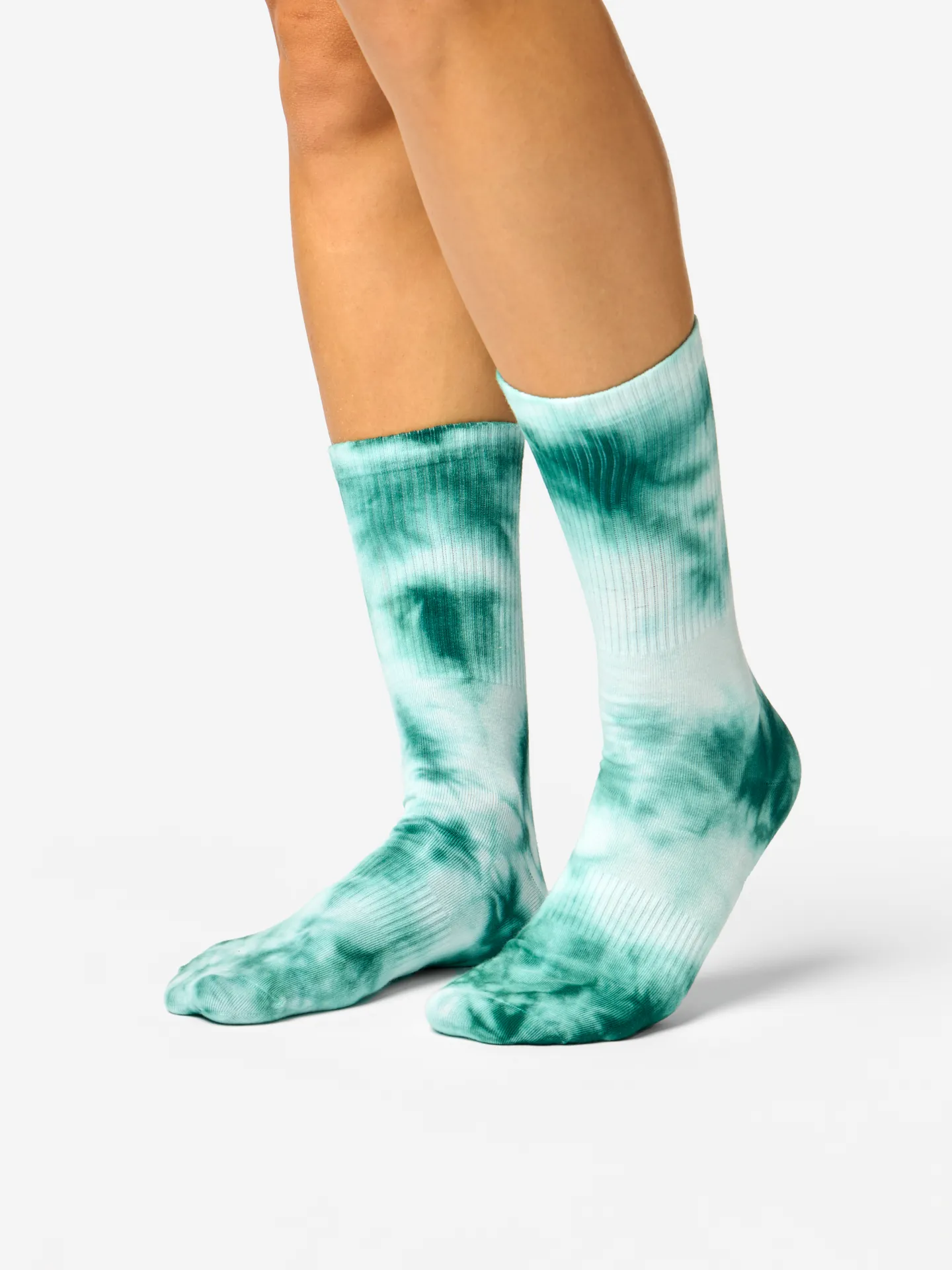 Smaragdgrüne gerippte Socken mit Tie-Dye-Effekt - Image 3