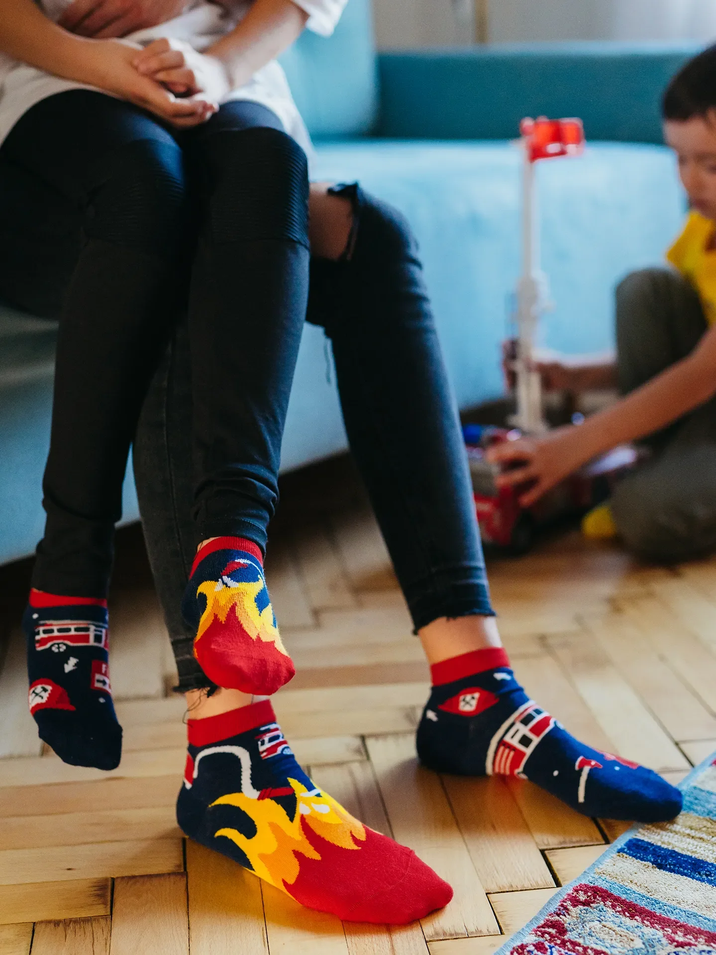 Lustige Knöchelsocken für Kinder Feuerwehrmann - Image 2