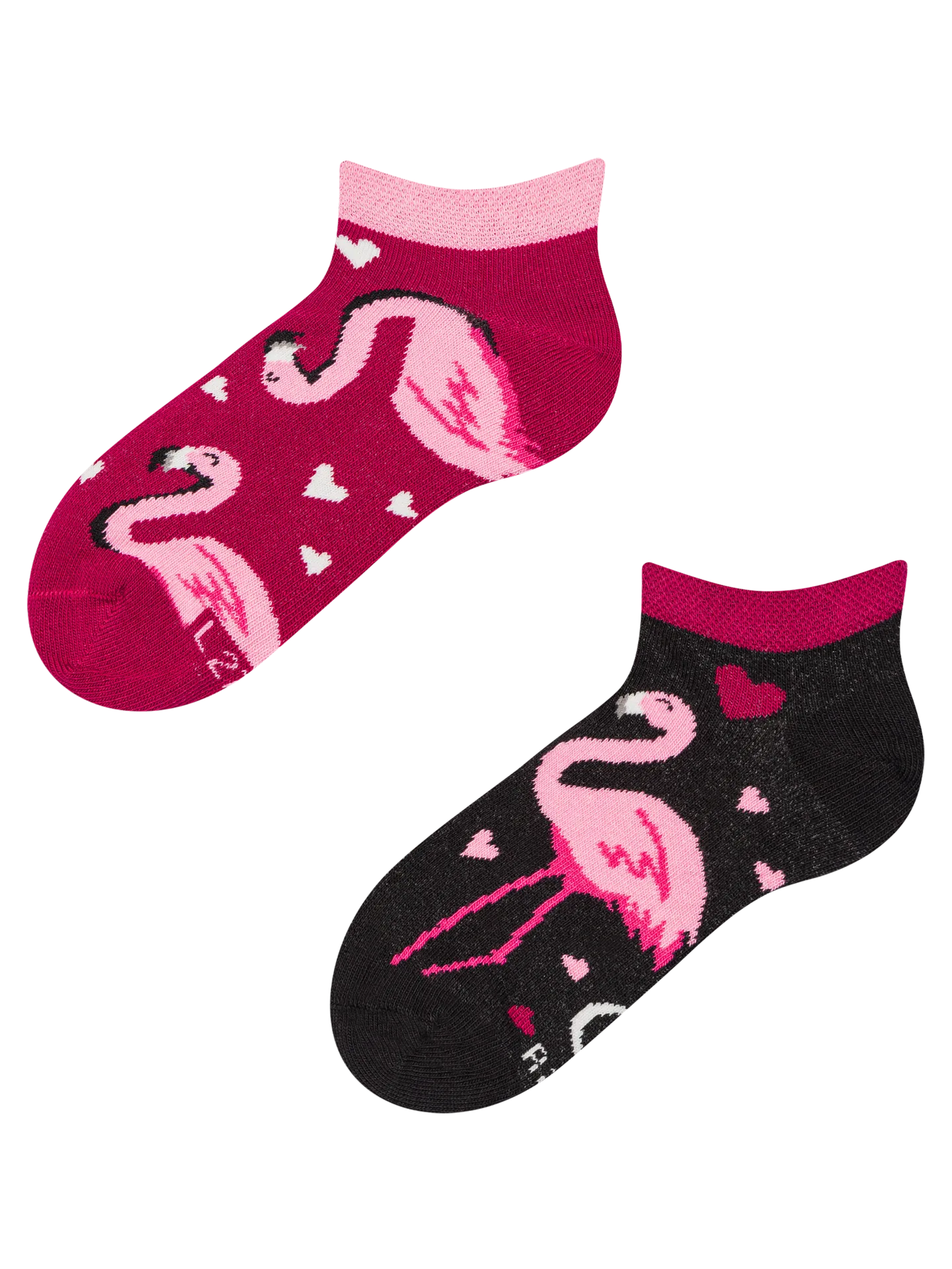Lustige Knöchelsocken für Kinder Flamingos und Herzen