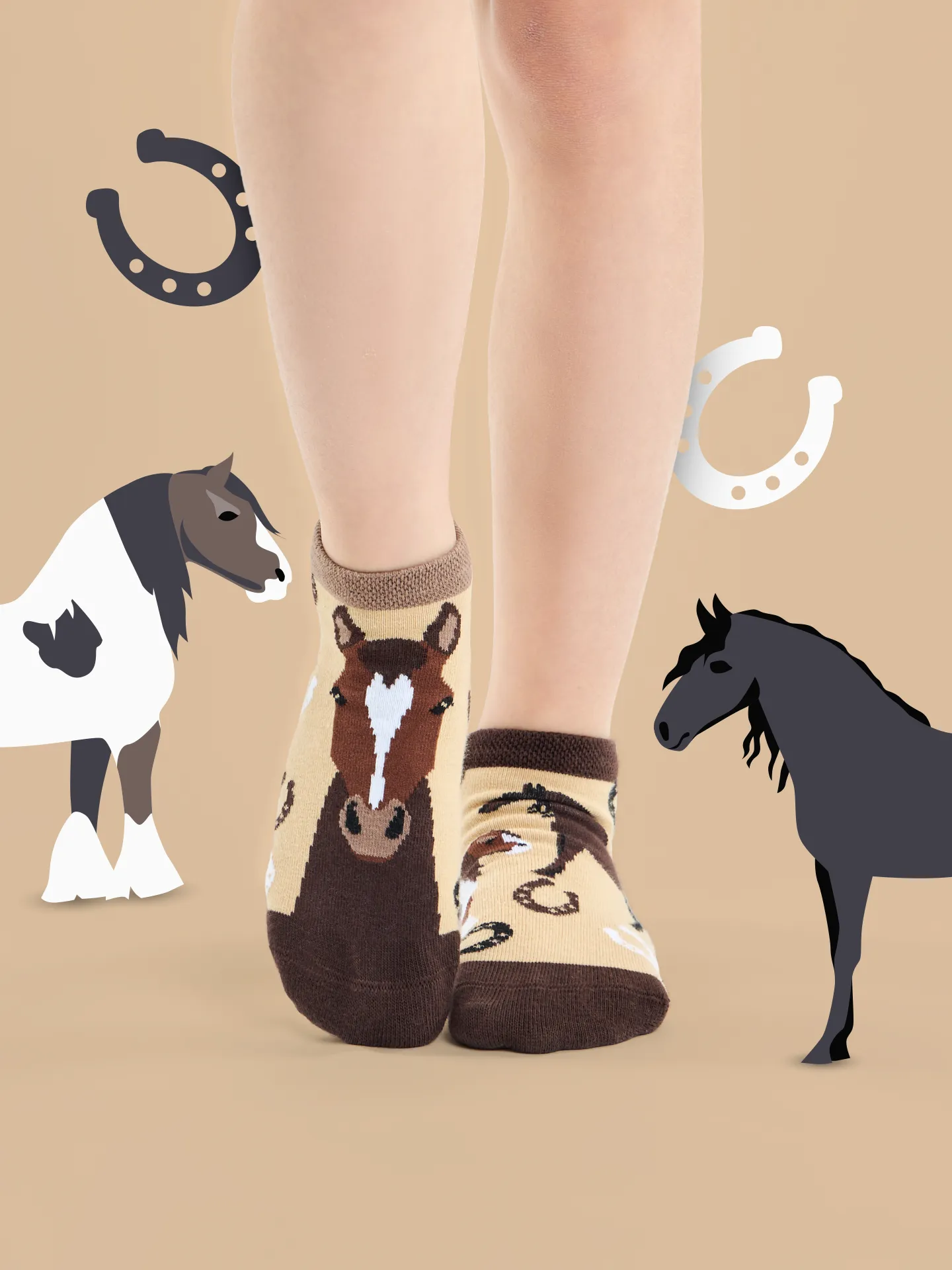 Lustige Knöchelsocken für Kinder Pferde - Image 4