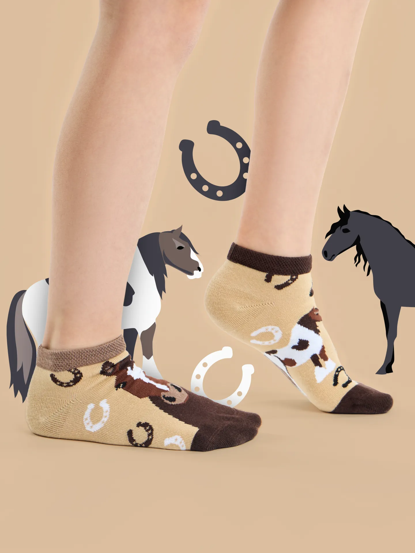 Lustige Knöchelsocken für Kinder Pferde - Image 5