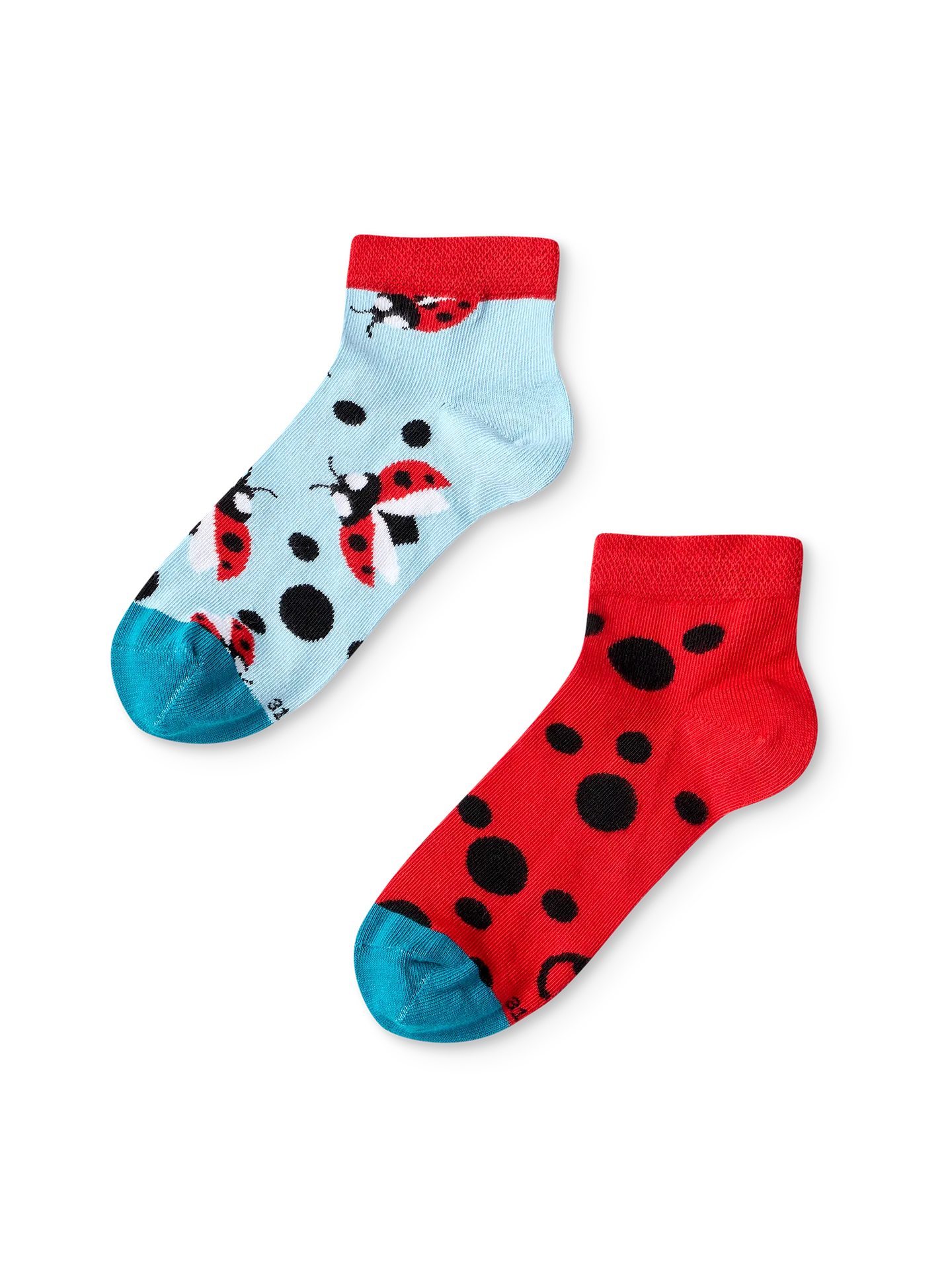Lustige Knöchelsocken für Kinder Marienkäfer und Punkte