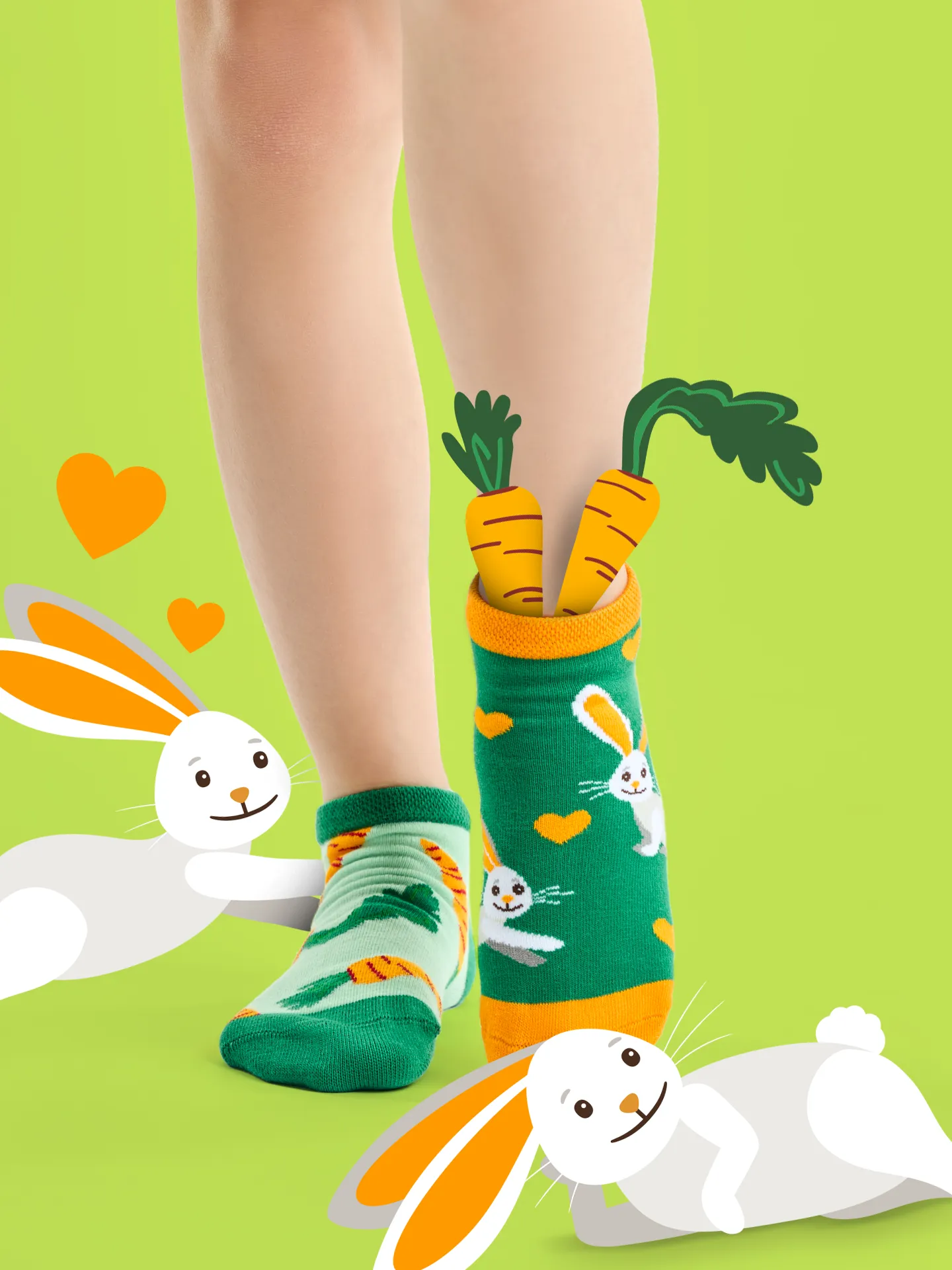 Lustige Knöchelsocken für Kinder Kaninchen und Karotte - Image 4