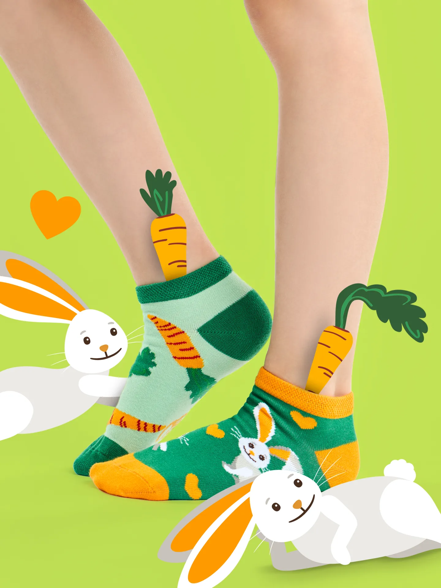 Lustige Knöchelsocken für Kinder Kaninchen und Karotte - Image 5
