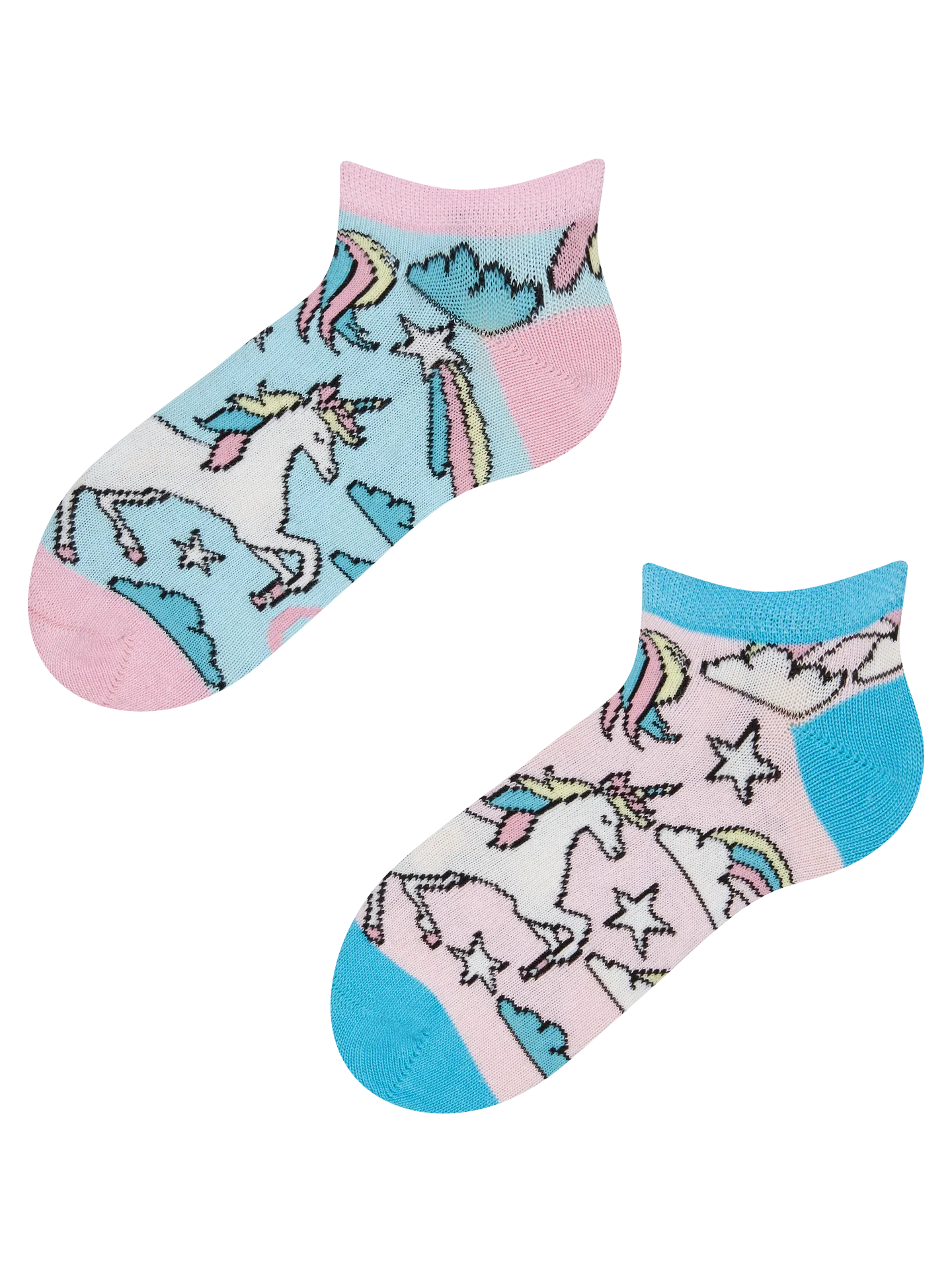 Lustige Knöchelsocken für Kinder Regenbogen-Einhorn
