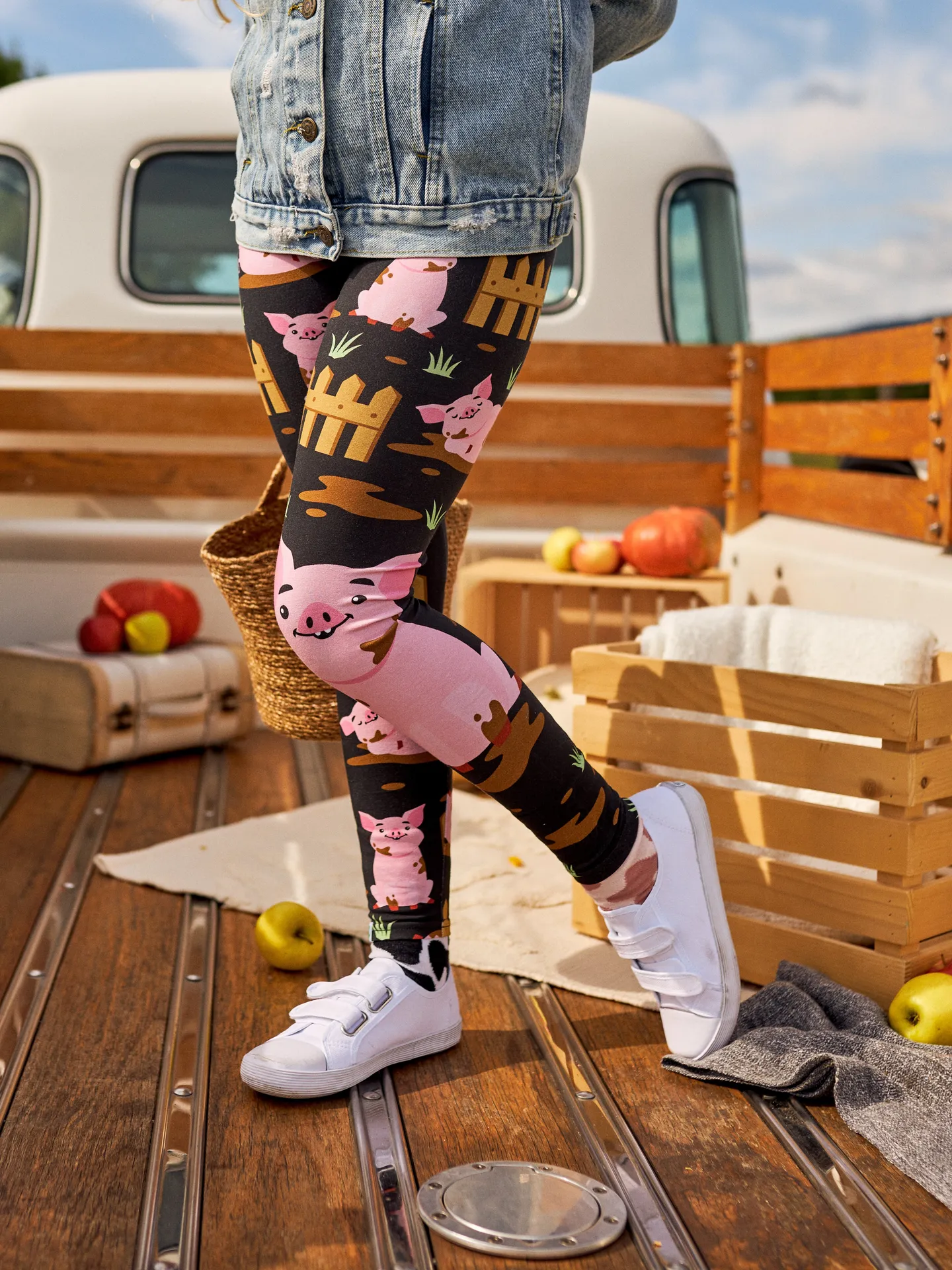 Lustige Leggings aus Baumwolle für Kinder Schweine auf dem Bauernhof - Image 2