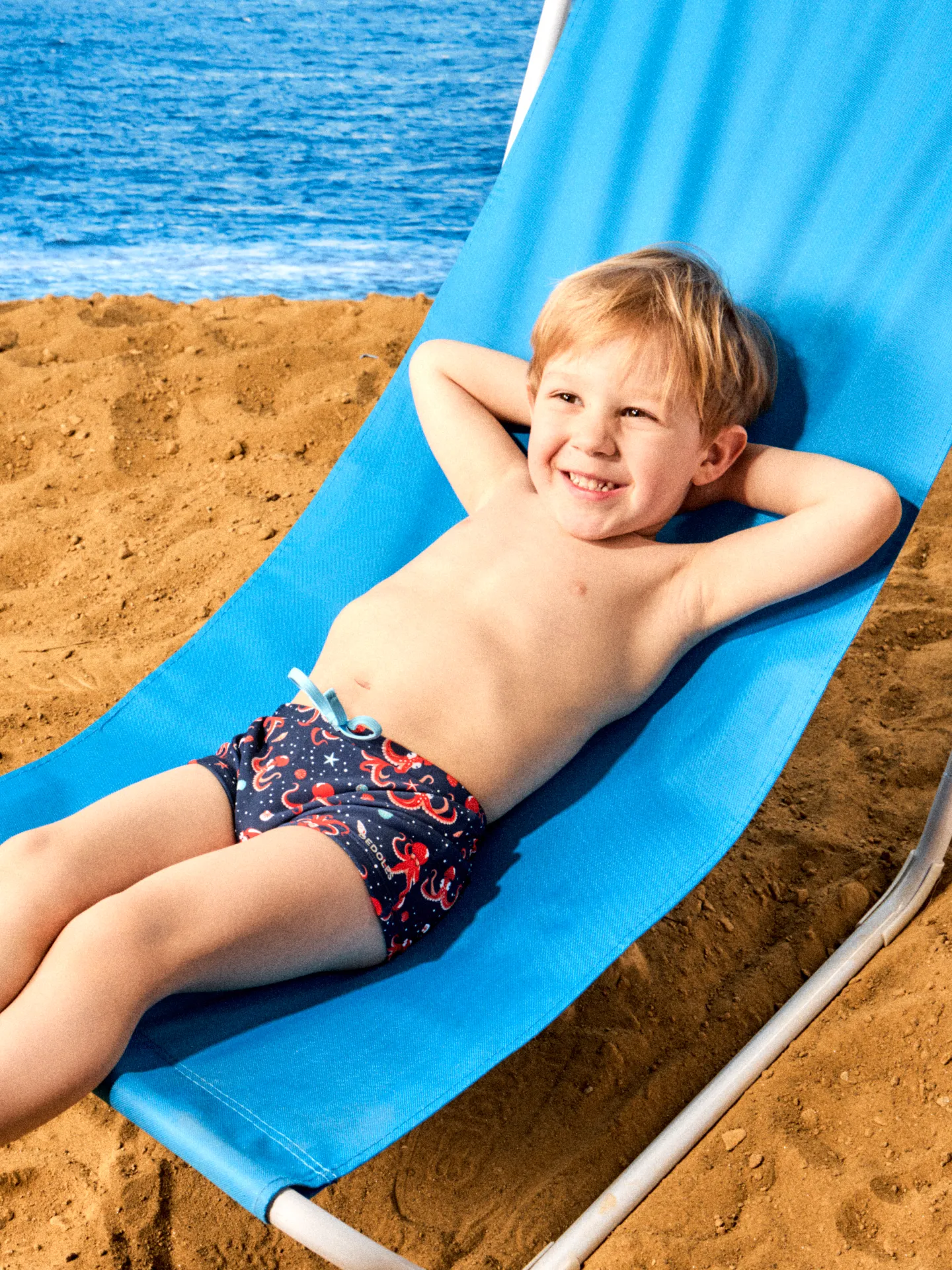 Lustige elastische Badeshorts für Kinder Roter Oktopus - Image 3