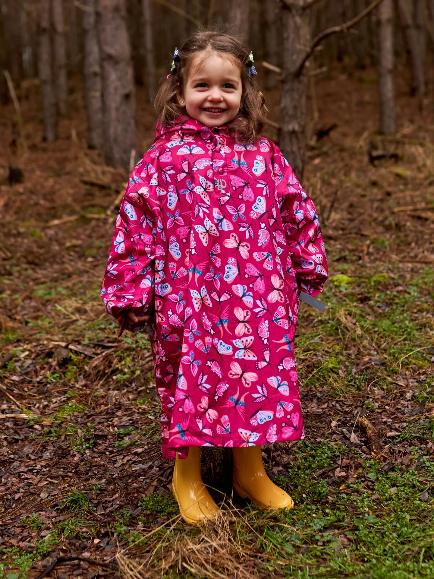 Lustiger Regenmantel für Kinder Rosa Schmetterlinge - Image 4