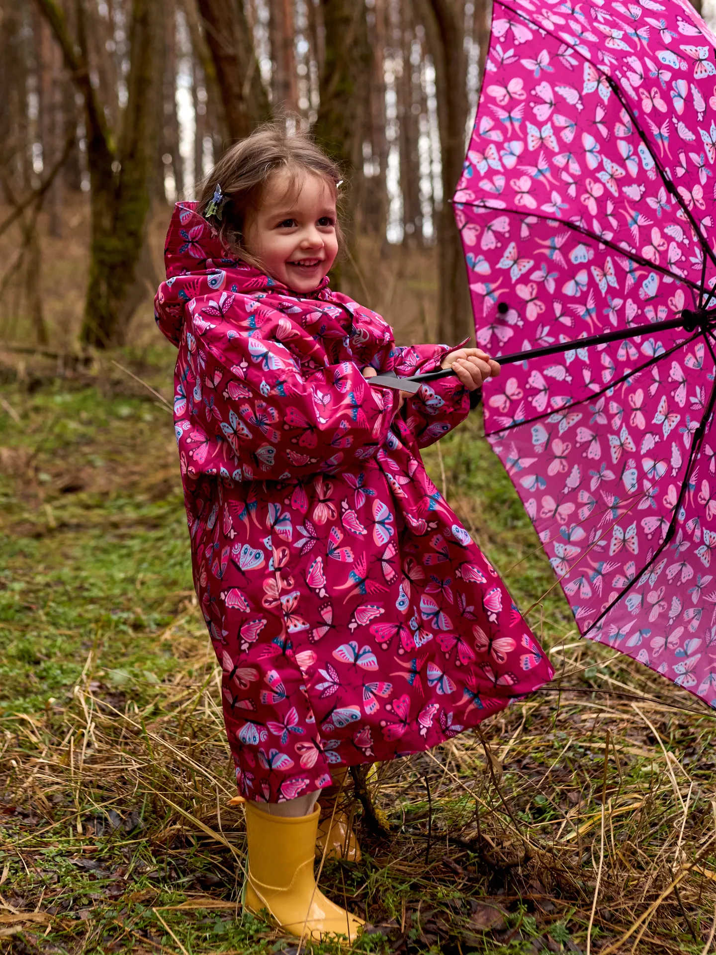 Lustiger Regenmantel für Kinder Rosa Schmetterlinge - Image 5
