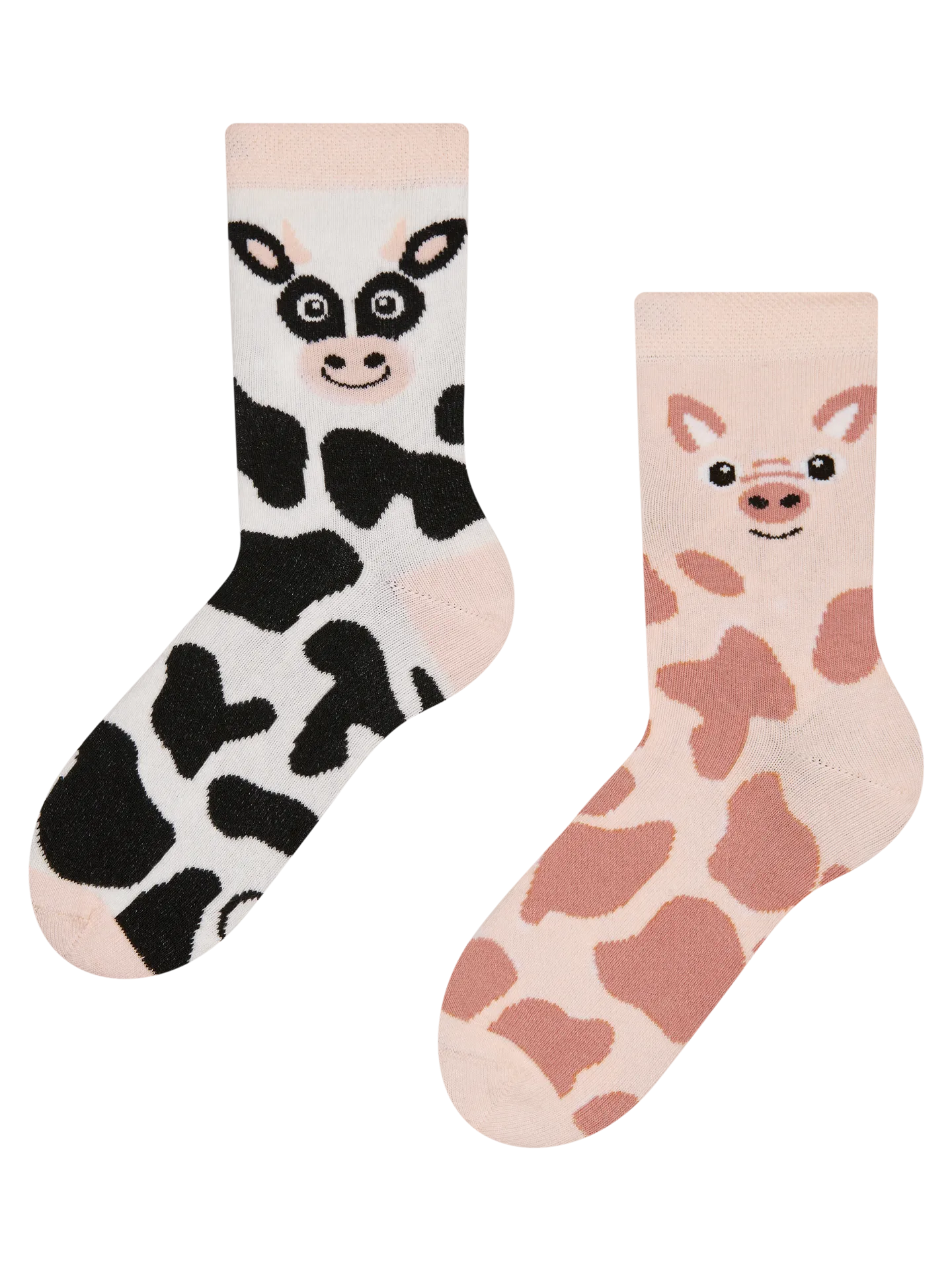 Lustige Kindersocken Kuh und Schweinchen