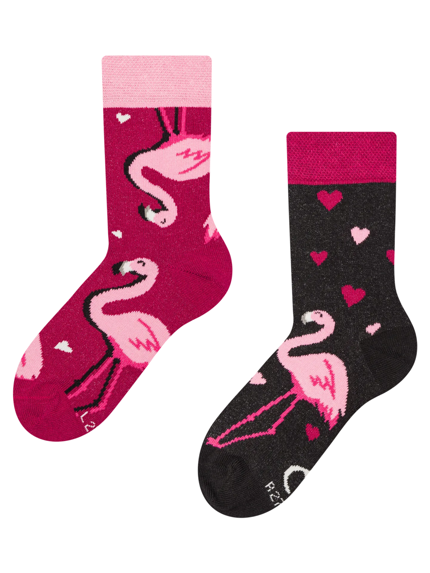 Lustige Kindersocken Herzen und Flamingos