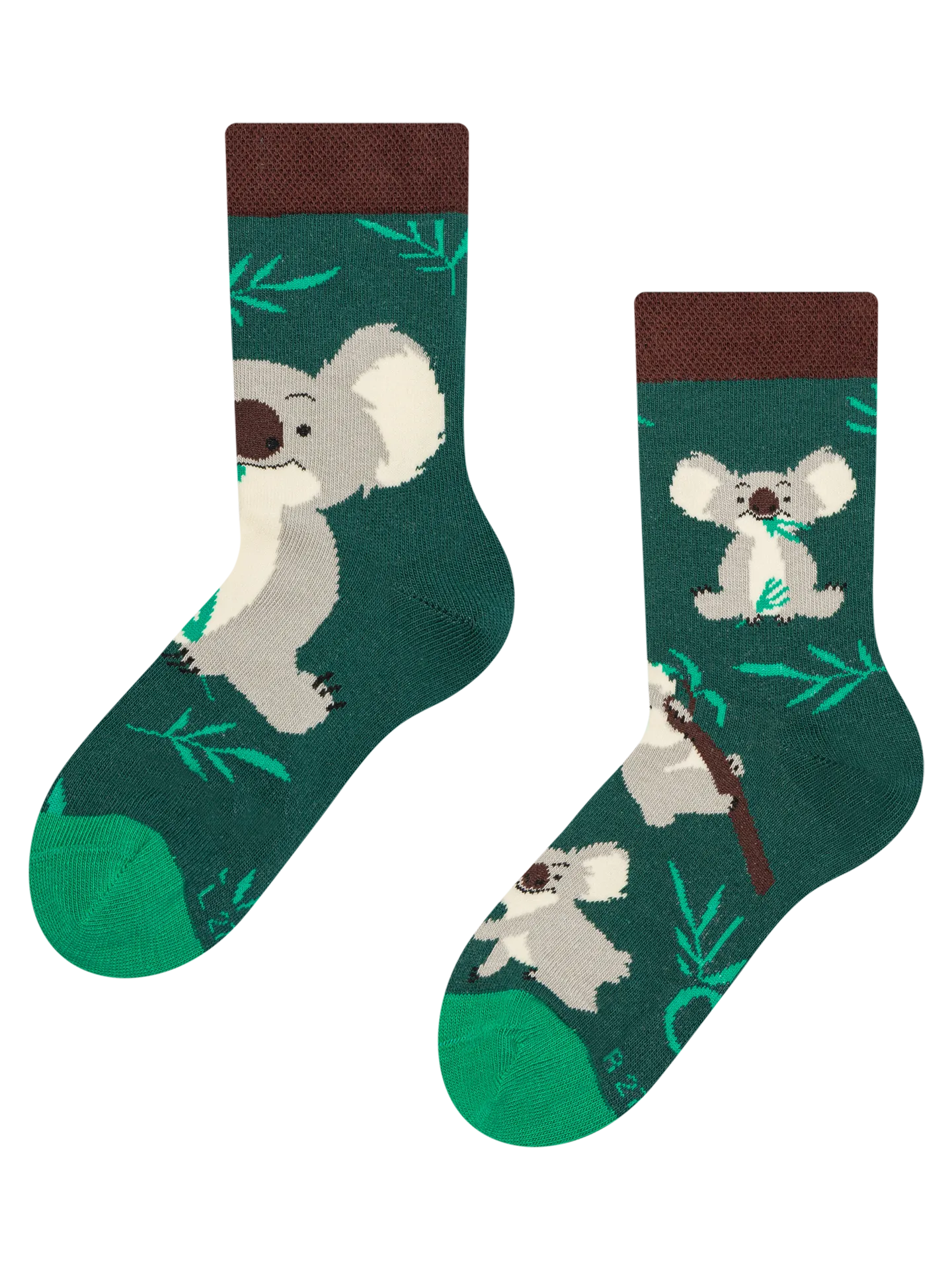 Lustige Kindersocken Koala und Blätter