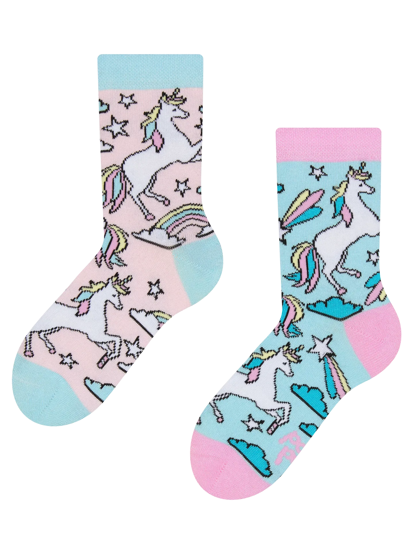 Lustige Kindersocken Regenbogen-Einhorn