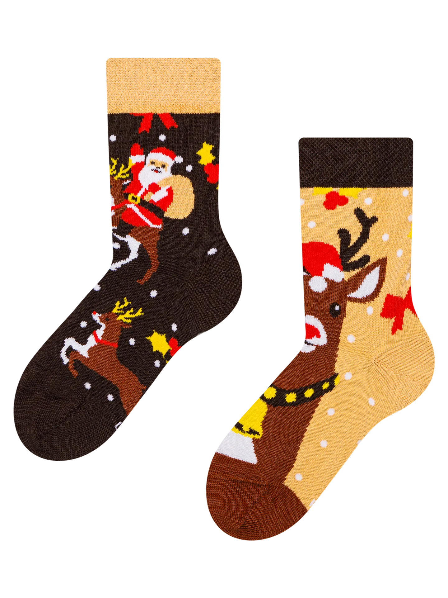 Lustige Kindersocken Rentier & Weihnachtsmann
