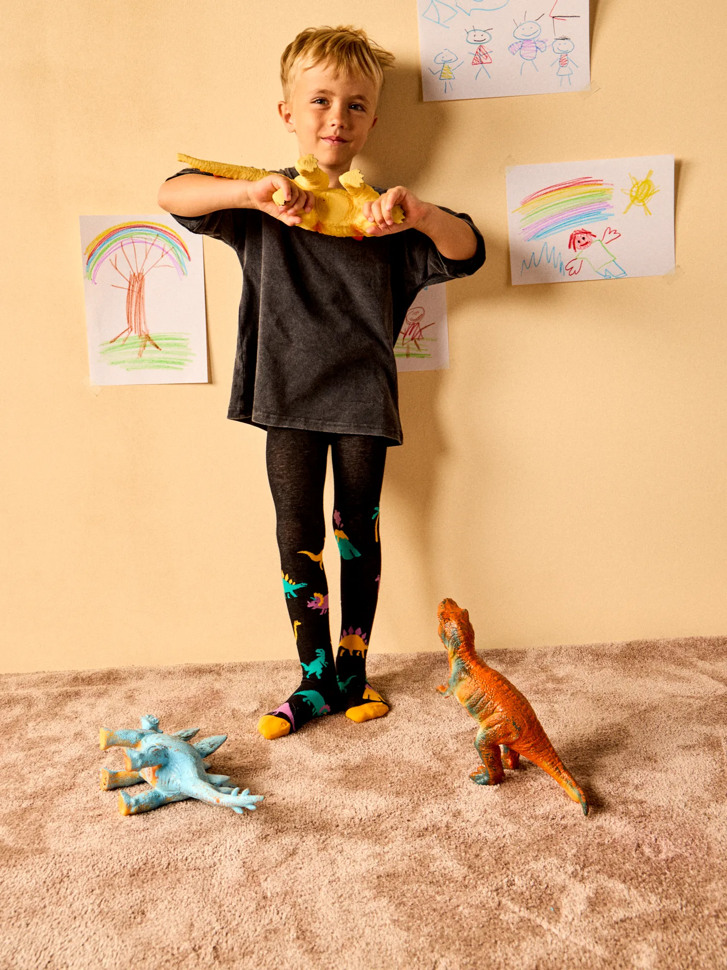 Lustige Strumpfhosen für Kinder Dinosaurier und Vulkane - Image 4