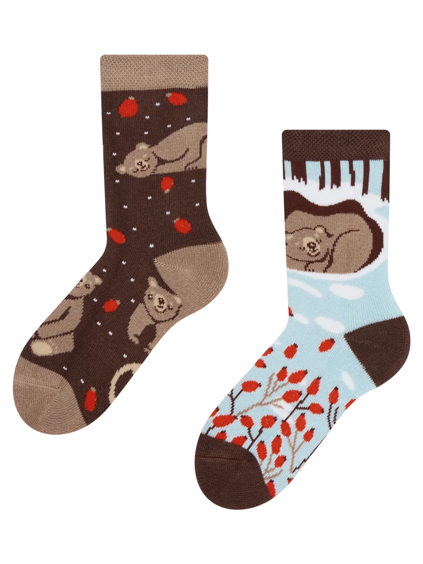 Lustige warme Socken für Kinder Bär im Winter
