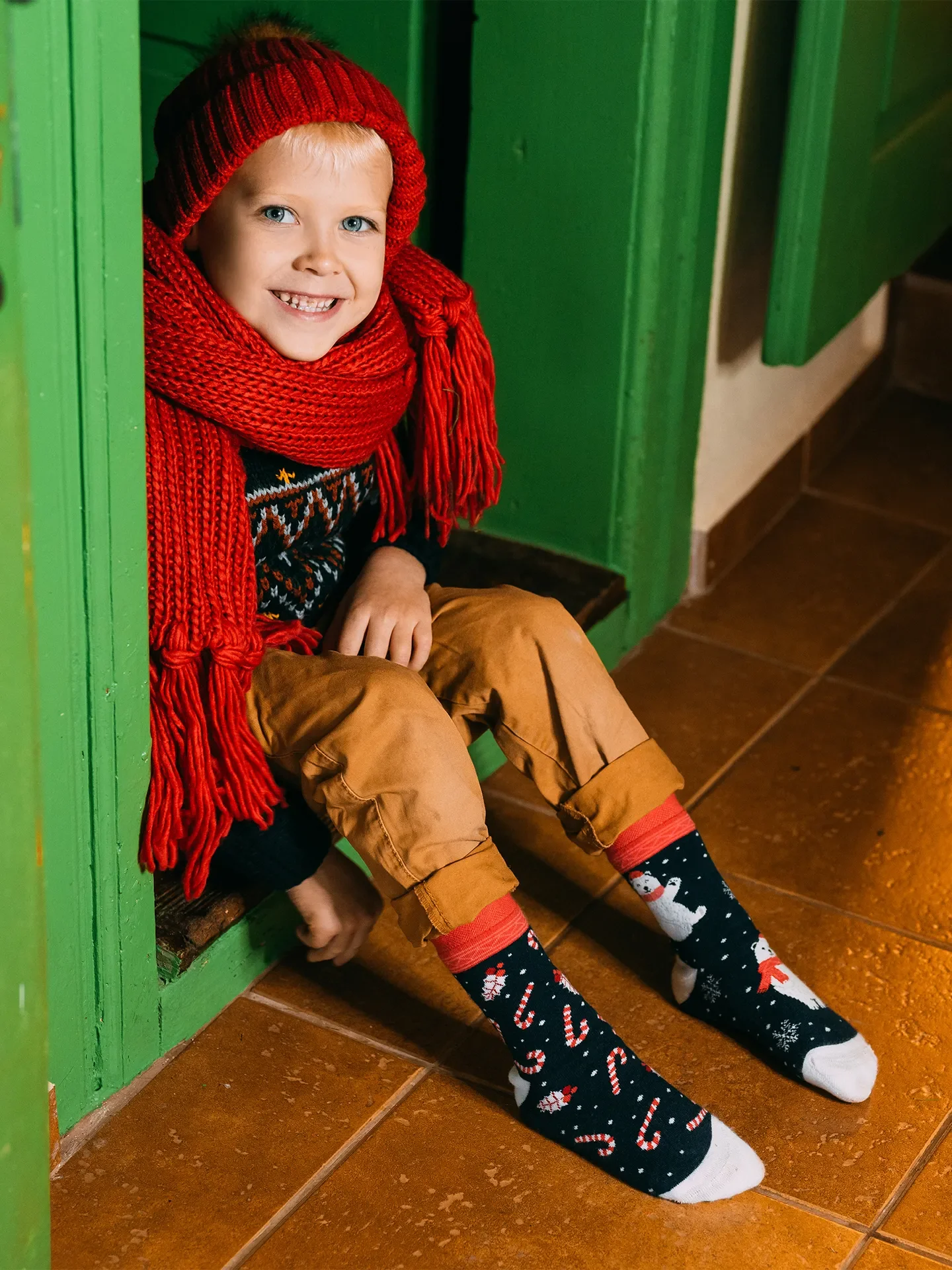 Lustige warme Socken für Kinder Weihnachts-Eisbär - Image 2