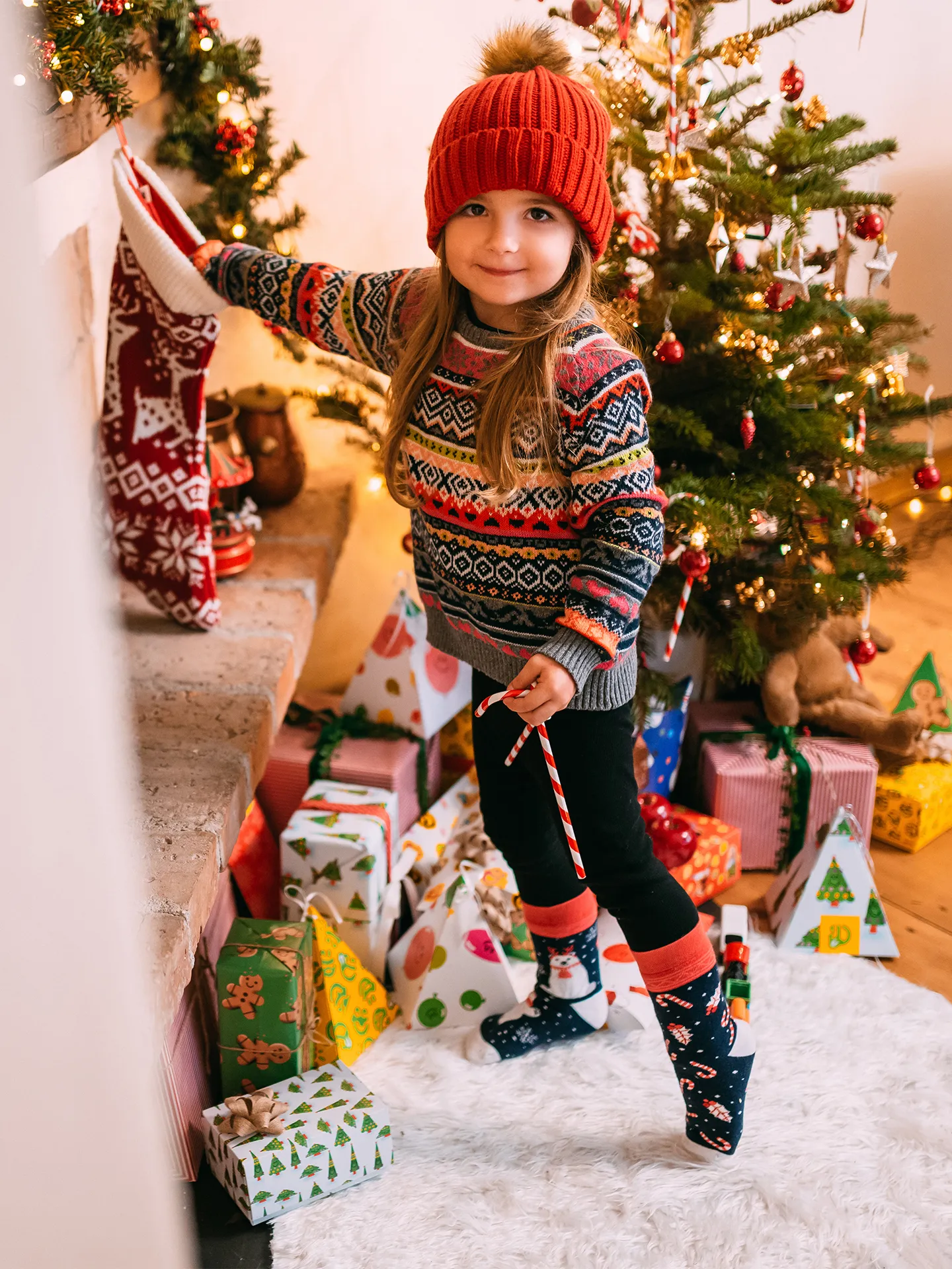Lustige warme Socken für Kinder Weihnachts-Eisbär - Image 3