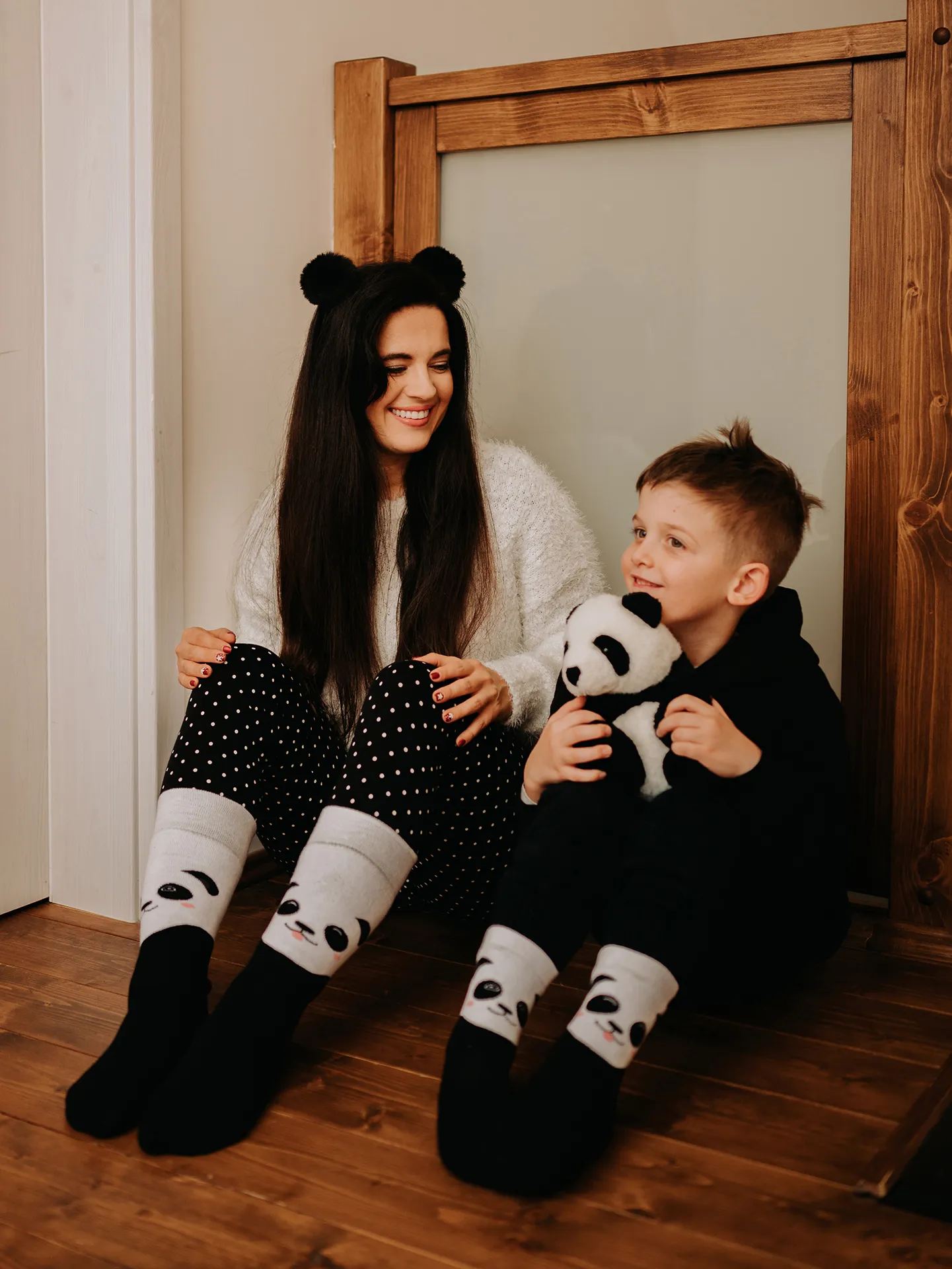 Lustige warme Socken für Kinder Glücklicher Panda - Image 3