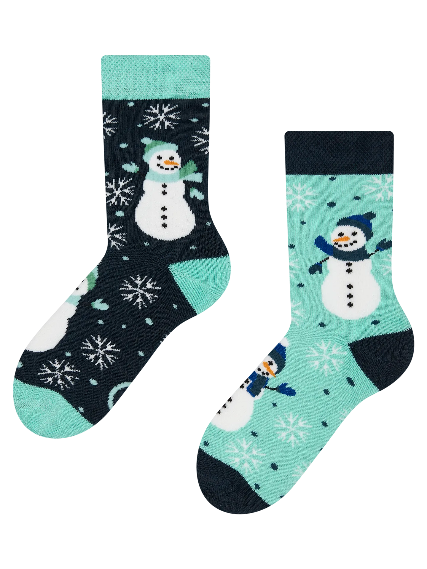 Lustige warme Socken für Kinder Fröhlicher Schneemann