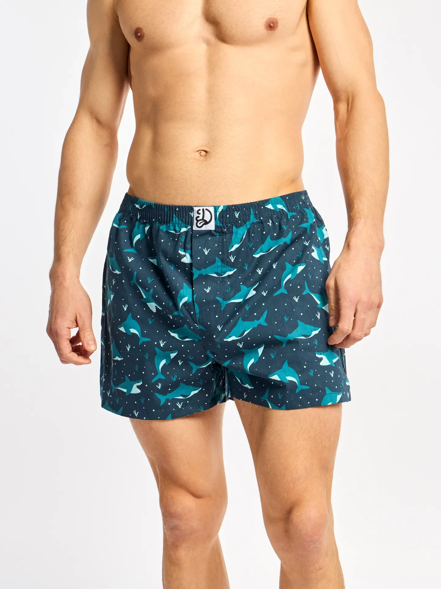 Lustige Shorts für Männer Blauer Hai - Image 3