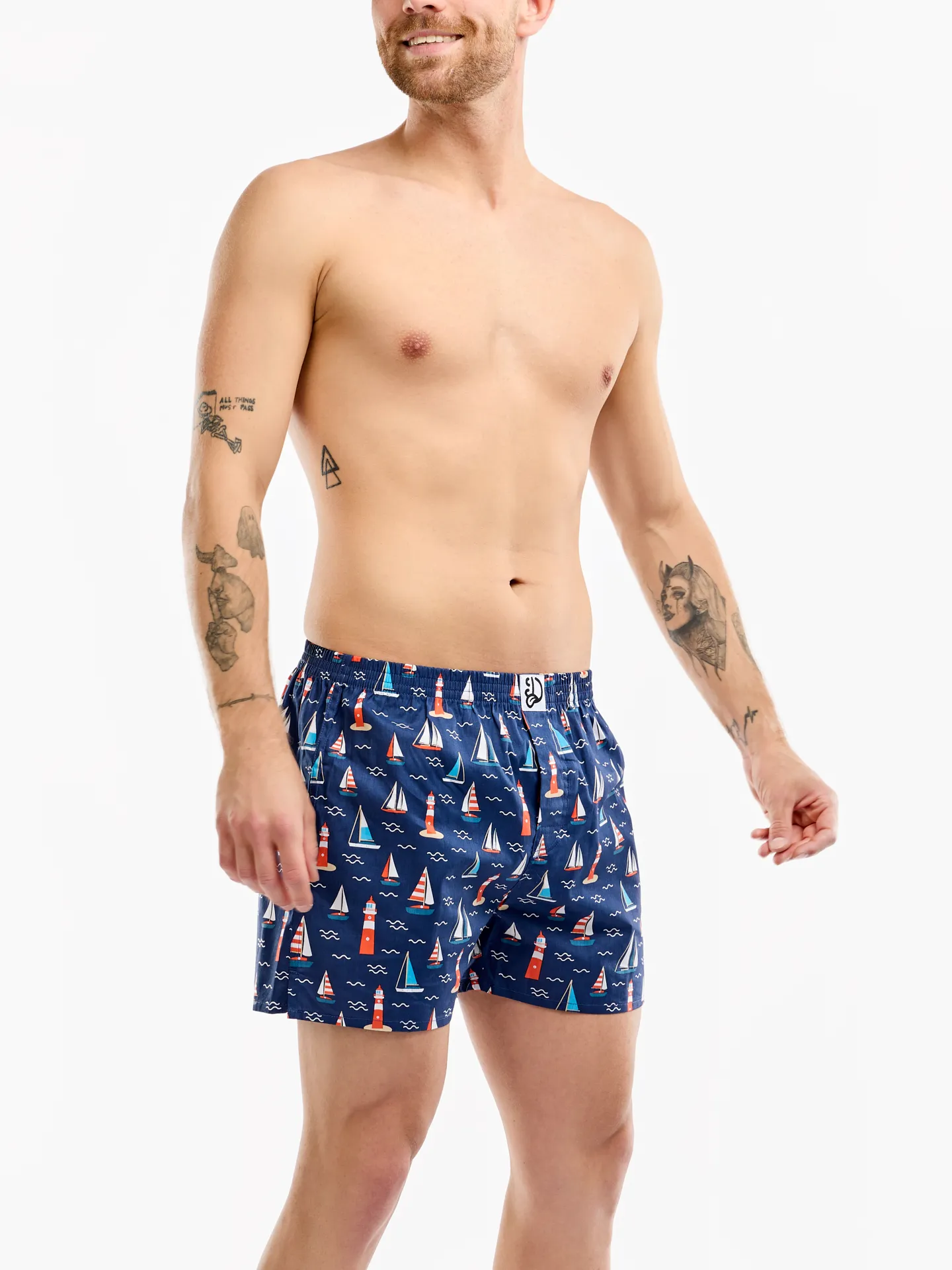 Shorts für Männer Leuchtturm und Segelboote - Image 3