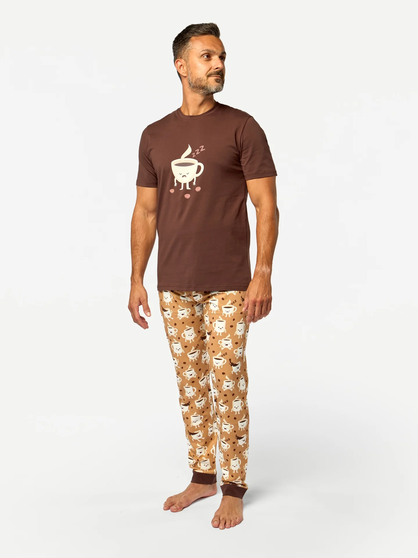 Lustiger Pyjama für Männer Schläfriger Kaffee - Image 4