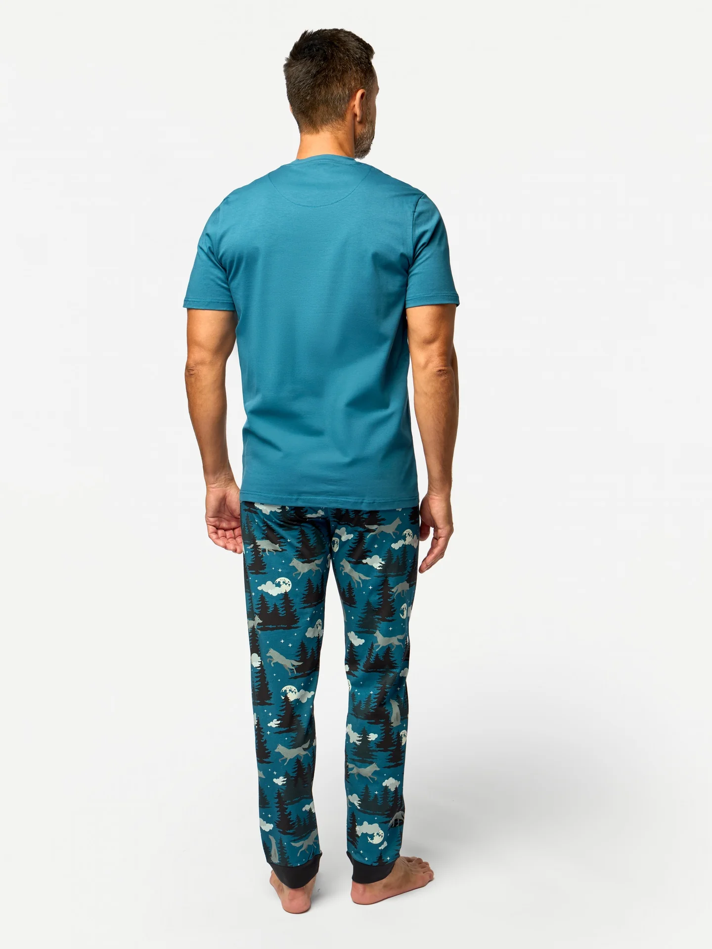 Lustiger Pyjama für Männer Wolf und Mond - Image 4